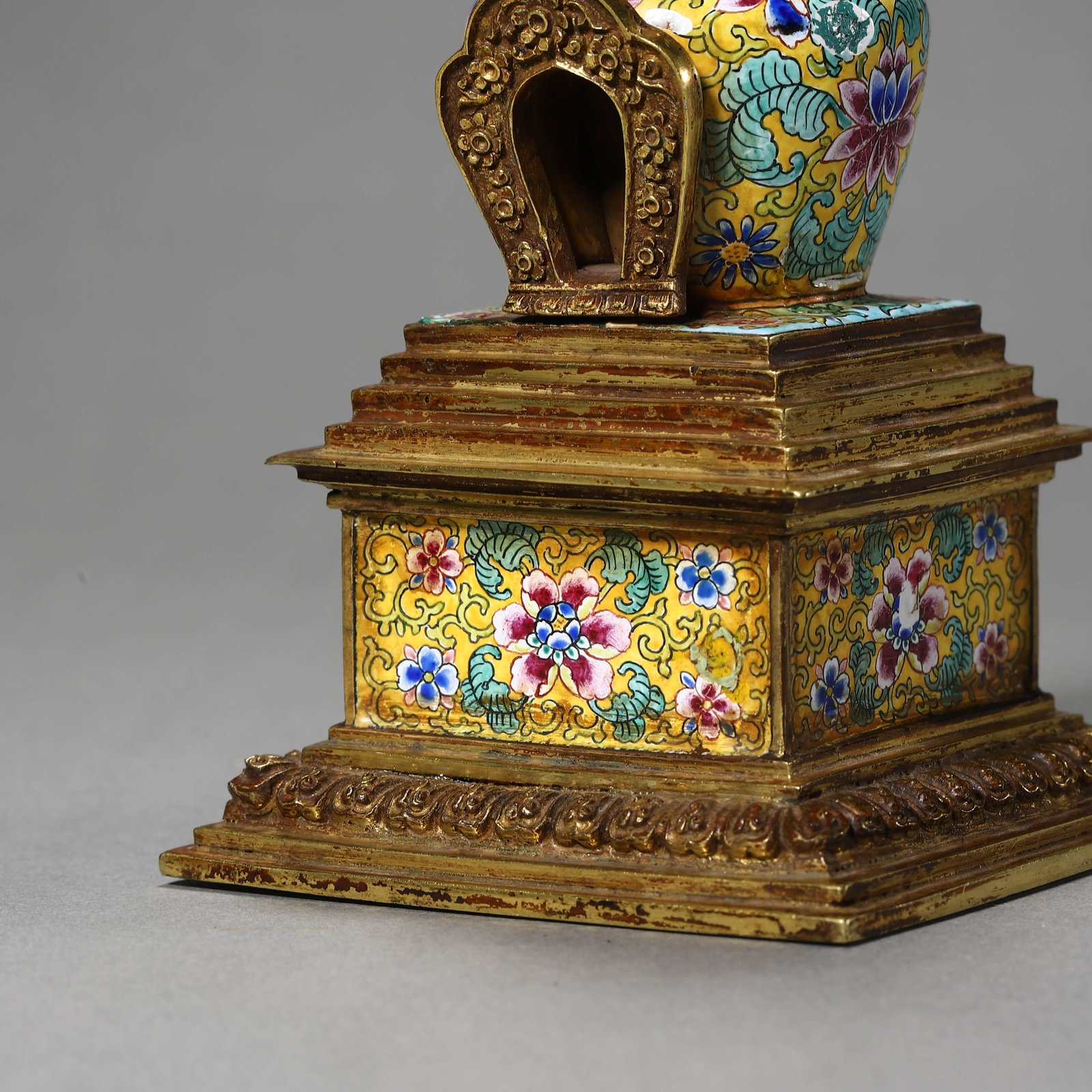 A BRONZE ENAMELED BUDDHIST STUPA - 8