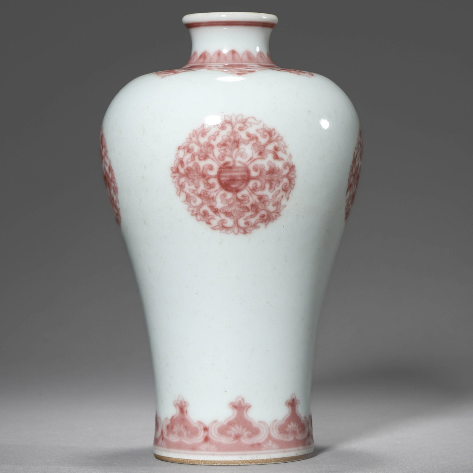 AN UNDERGLAZE-RED 'SHOU' MEIPING (1 of 6)