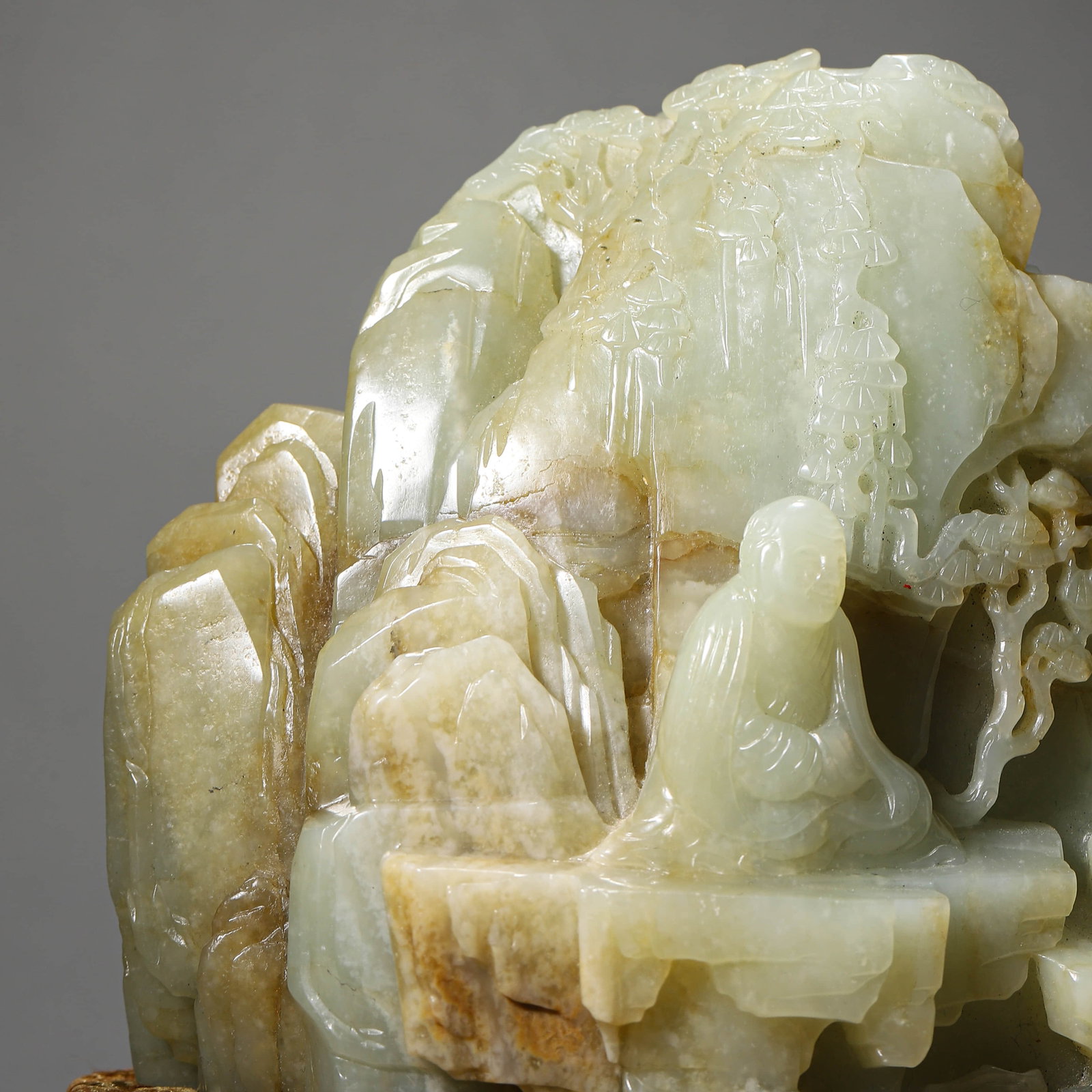A JADE 'SCHOLAR UNDER PINES' CARVING - 3