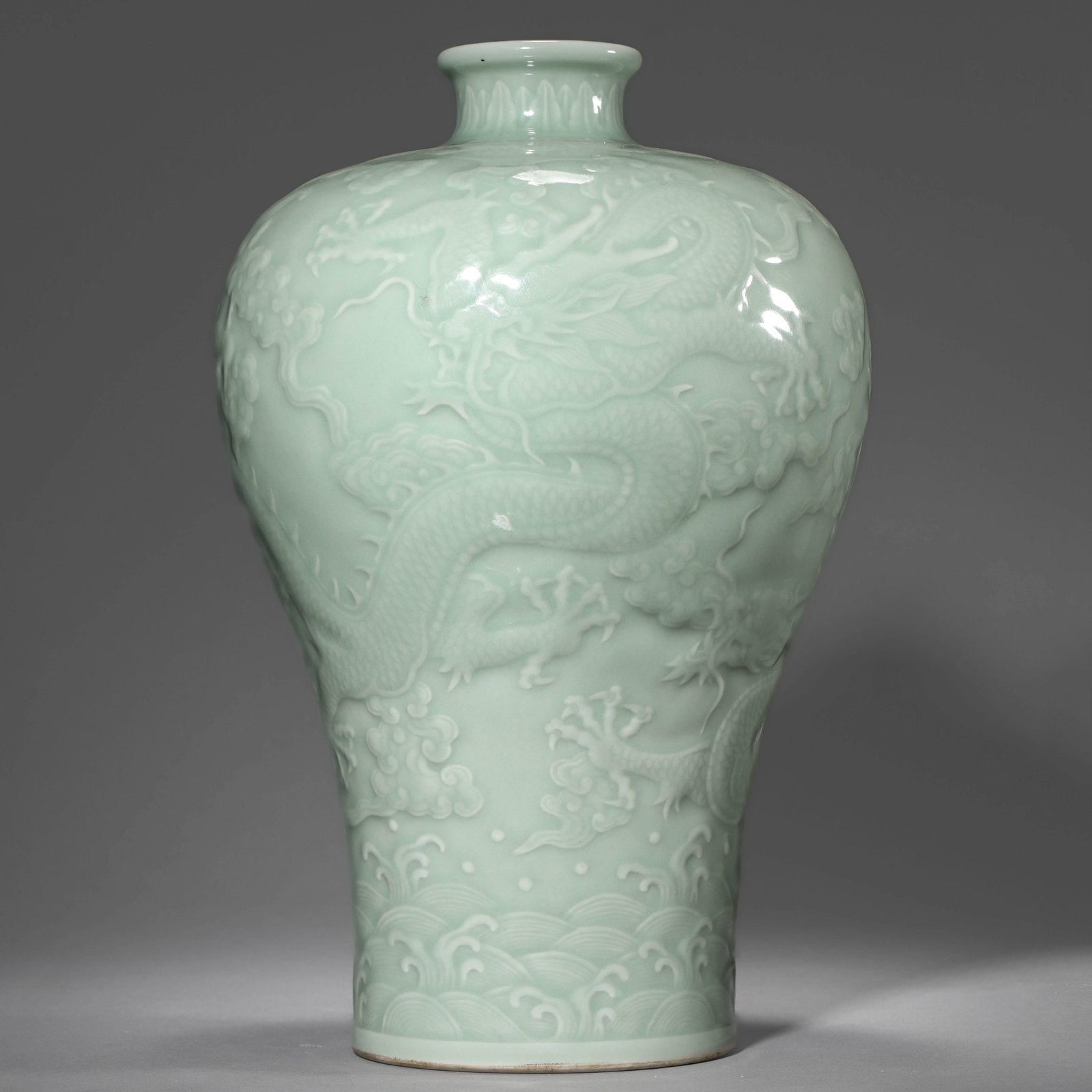 A CELADON-GLAZED 'DRAGON' MEIPING: A CELADON-GLAZED 'DRAGON' MEIPING Height: 13 in. (33 cm)