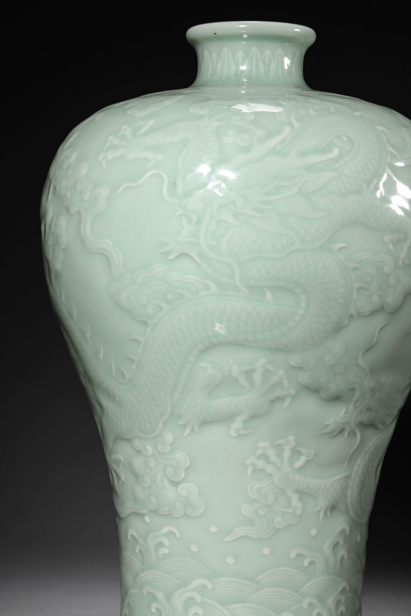 A CELADON-GLAZED 'DRAGON' MEIPING - 2