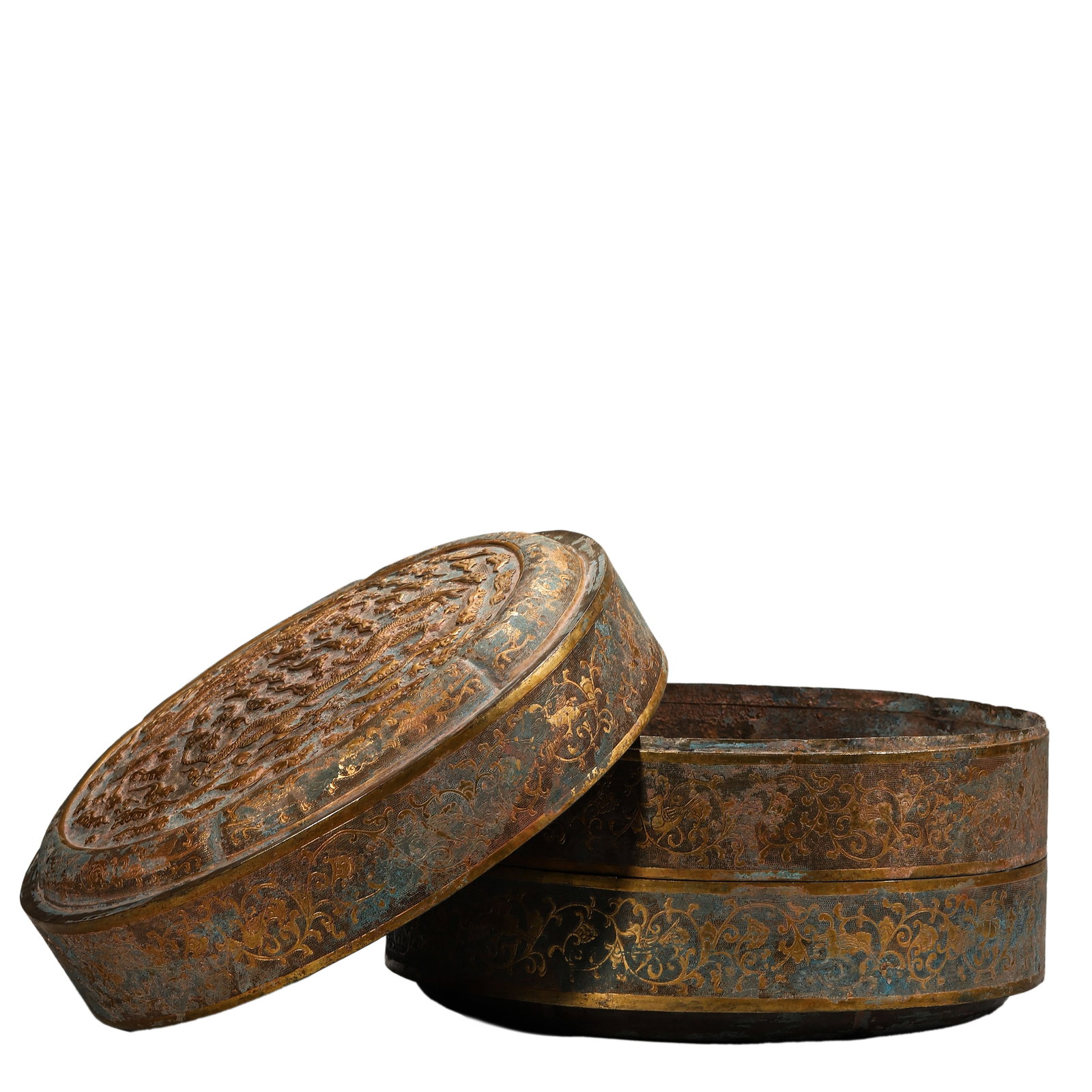 A GILT-BRONZE BOX - 5