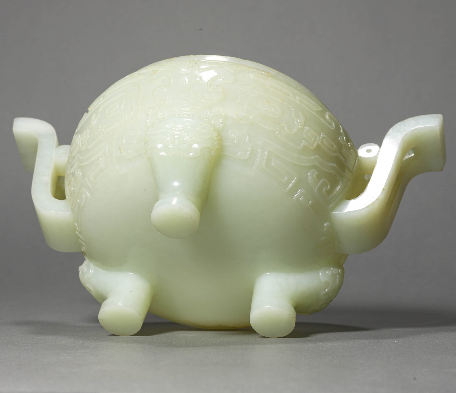 A WHITE JADE DOUBLE-EAR CENSER - 6