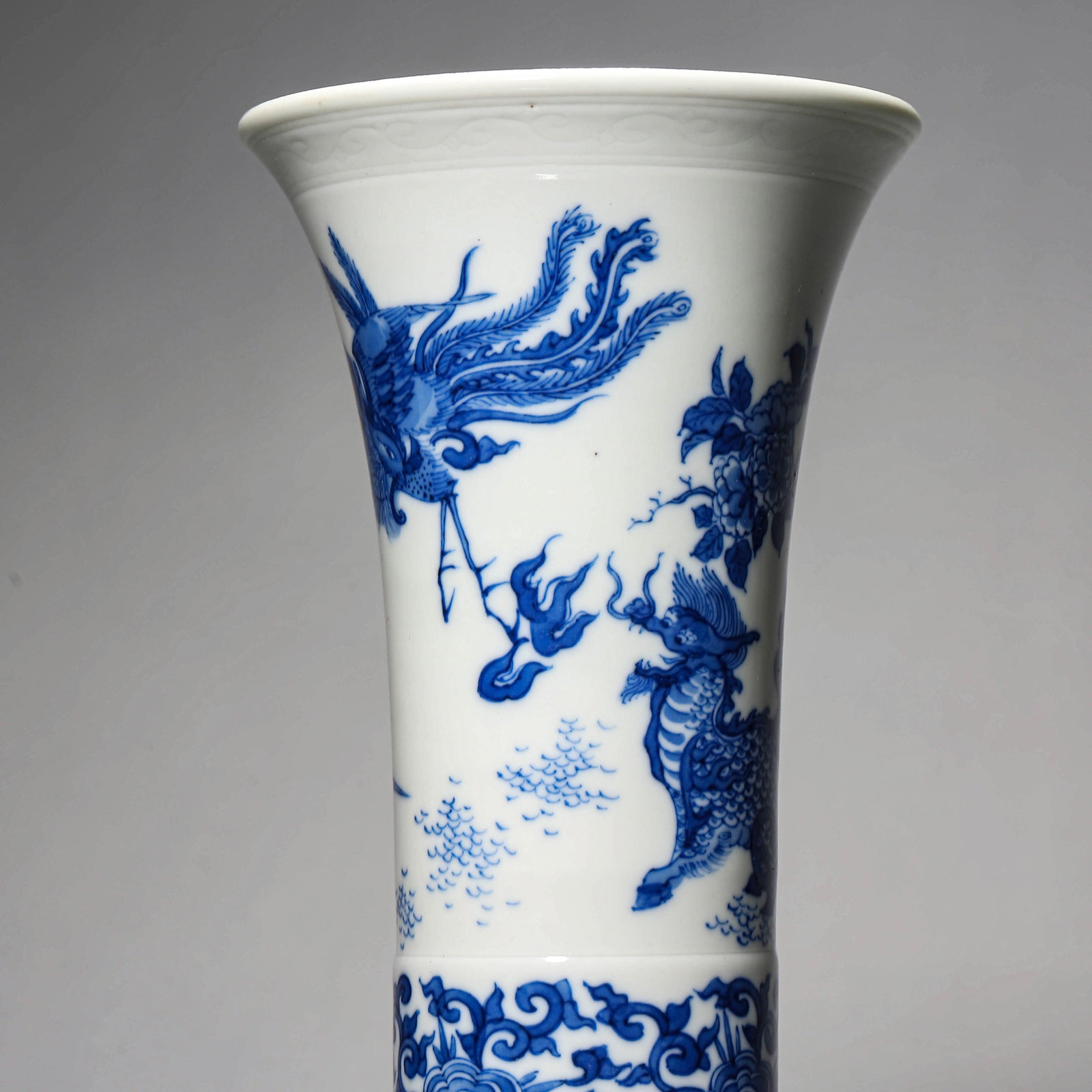 A BLUE AND WHITE 'MYTHICAL BEAST' GU VASE - 2