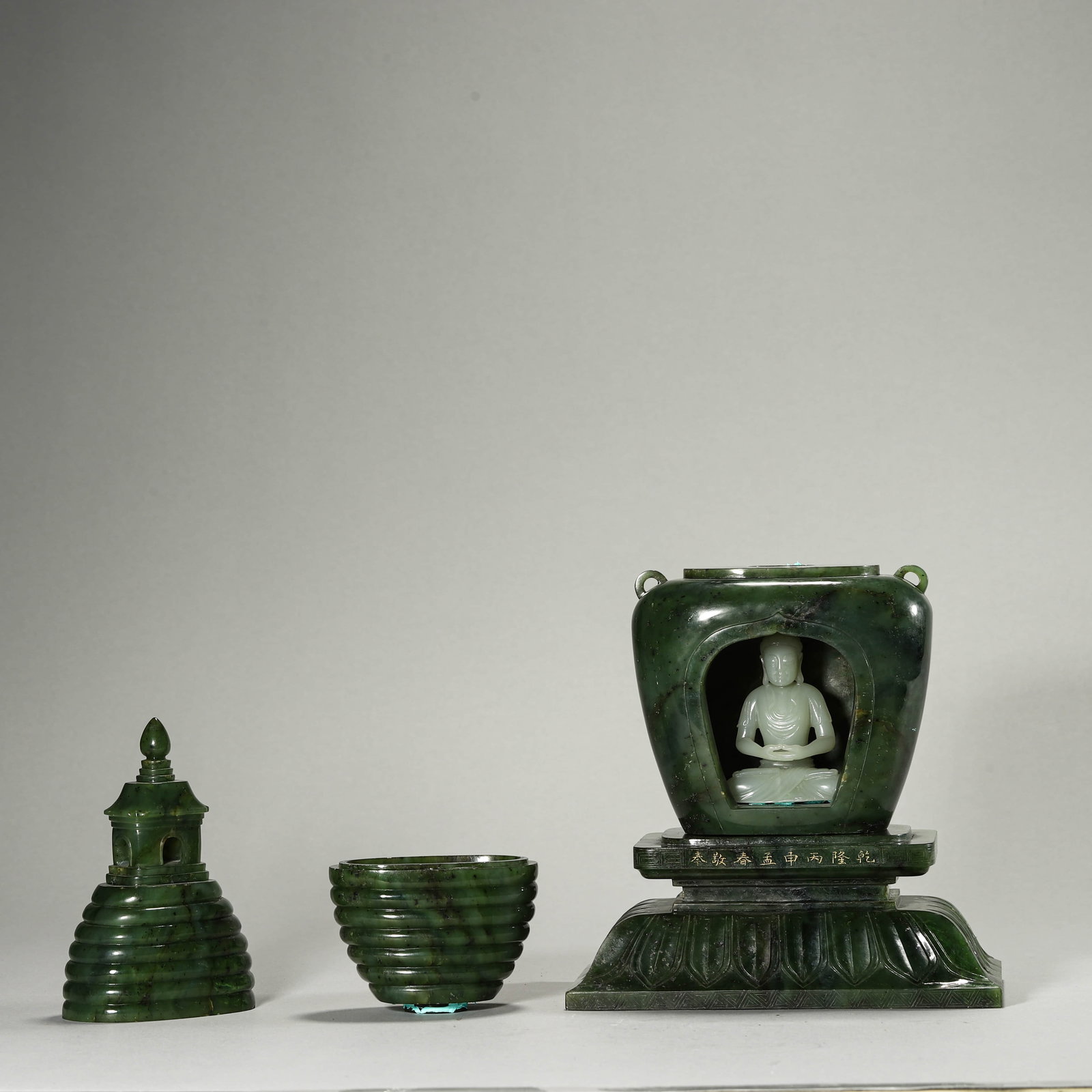 A SPINACH JADE PAGODA - 8