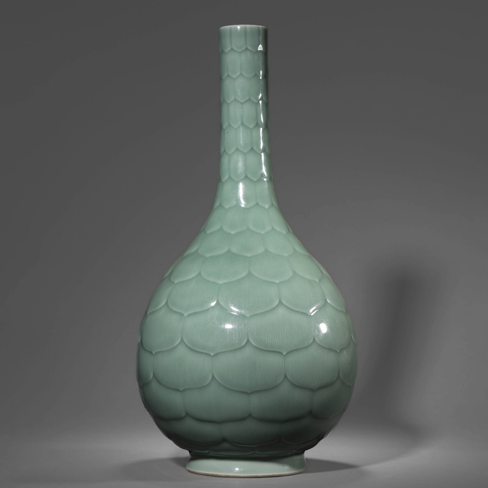 A CELADON-GLAZED 'LOTUS PETAL' VASE: A CELADON-GLAZED 'LOTUS PETAL' VASE Height: 16 7/8 in. (43 cm)