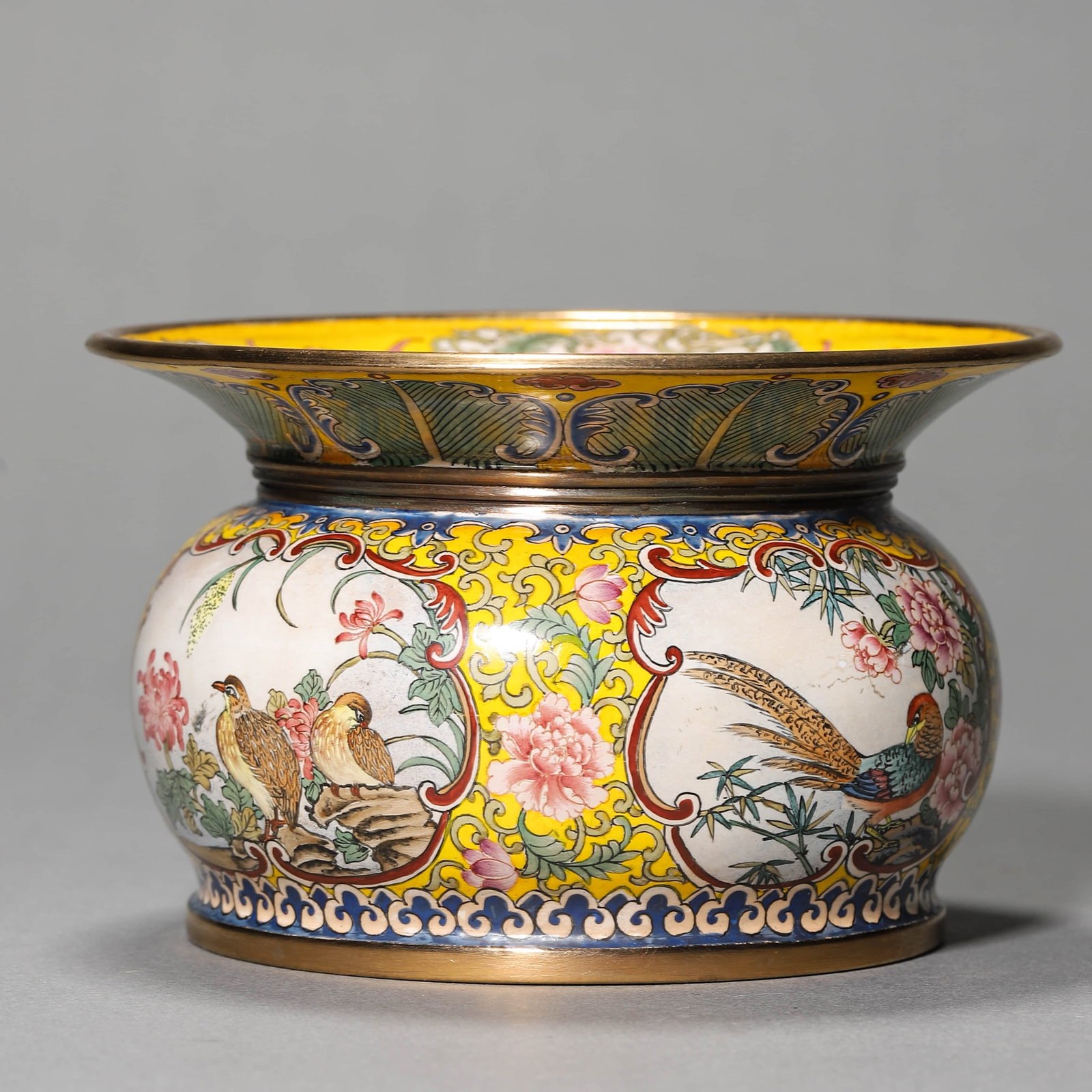 A COPPER ENAMEL SPITTOON - 5