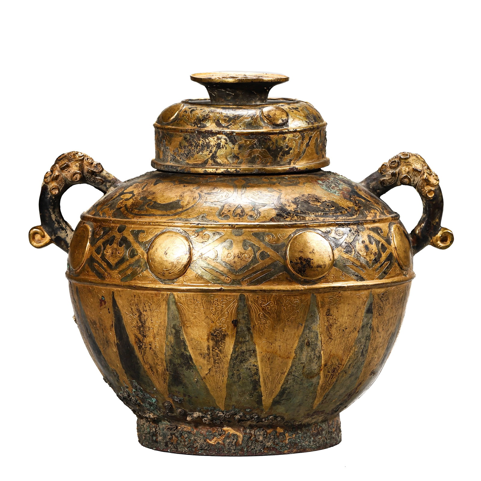 A GILT-BRONZE TEAPOT: A GILT-BRONZE TEAPOT Height: 11 in. (28 cm)
