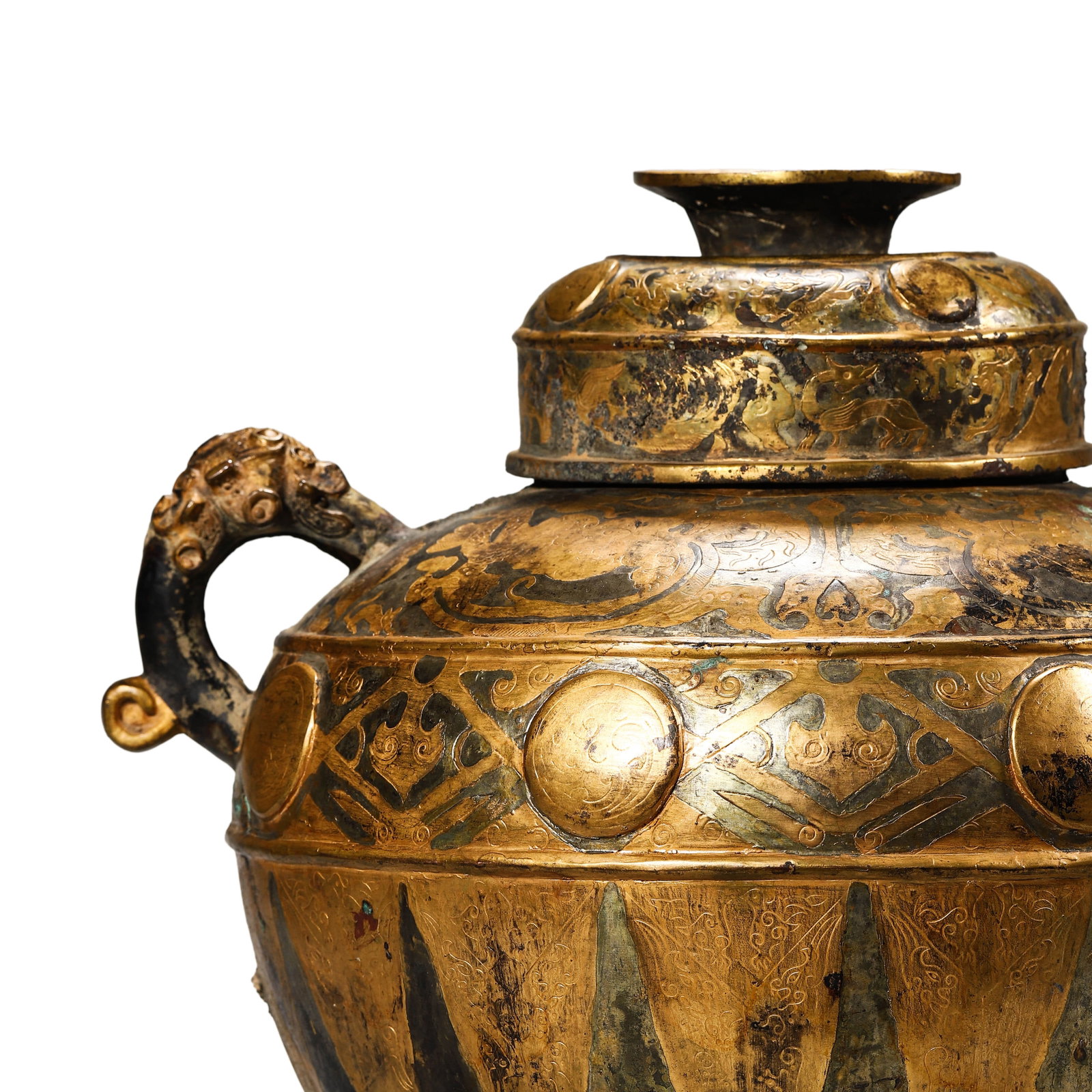A GILT-BRONZE TEAPOT - 2