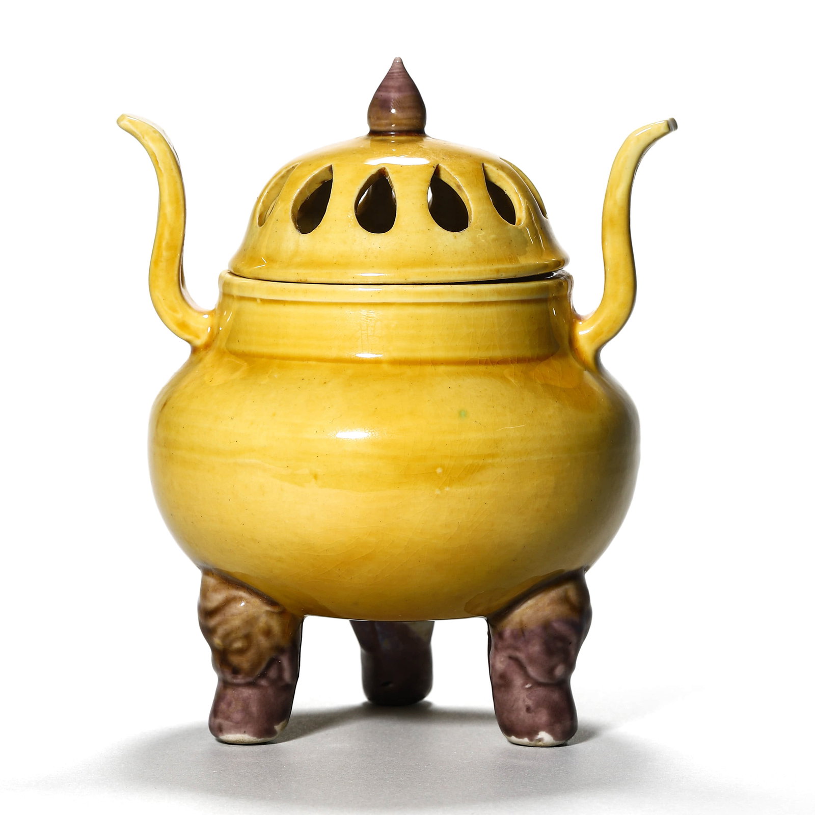 A YELLOW-GLAZED CENSER - 2