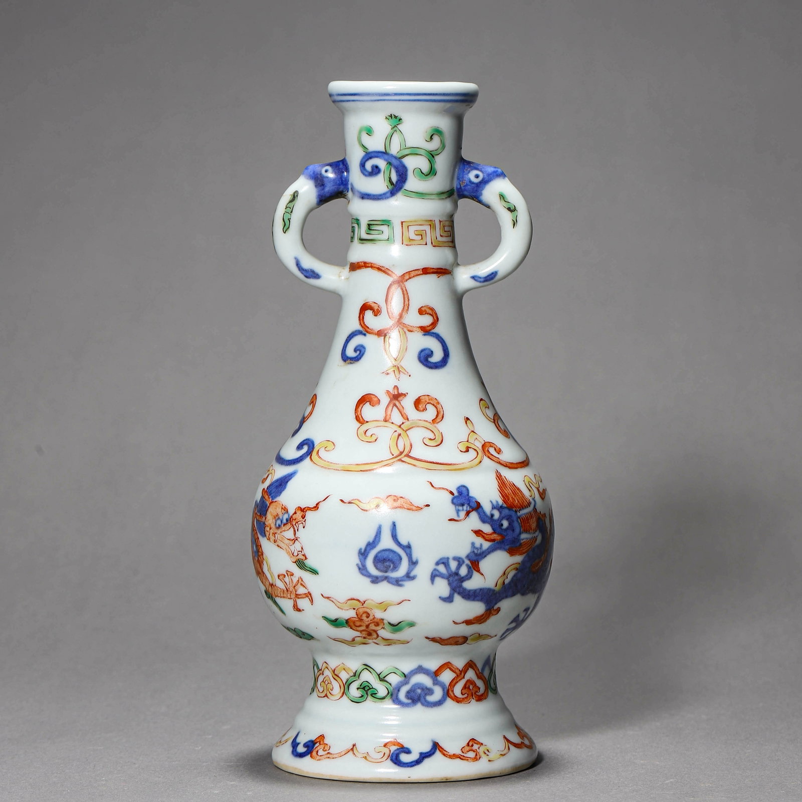 A BLUE AND RED-GLAZED 'DRAGON' VASE: A BLUE AND RED-GLAZED 'DRAGON' VASE Height: 8 1/16 in. (20.5 cm)