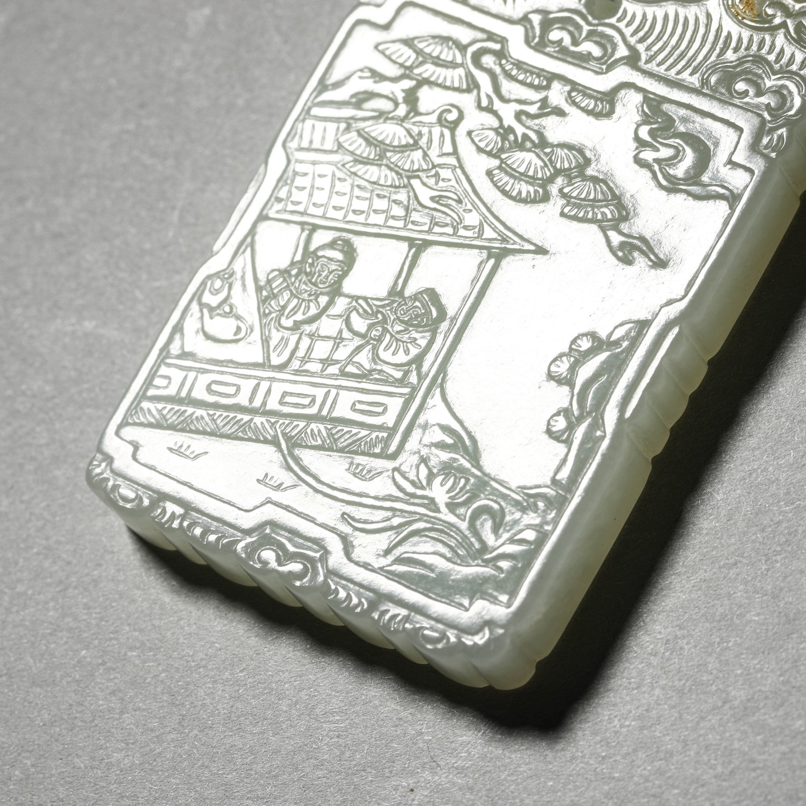 A WHITE JADE 'FIGURE' PLAQUE - 2