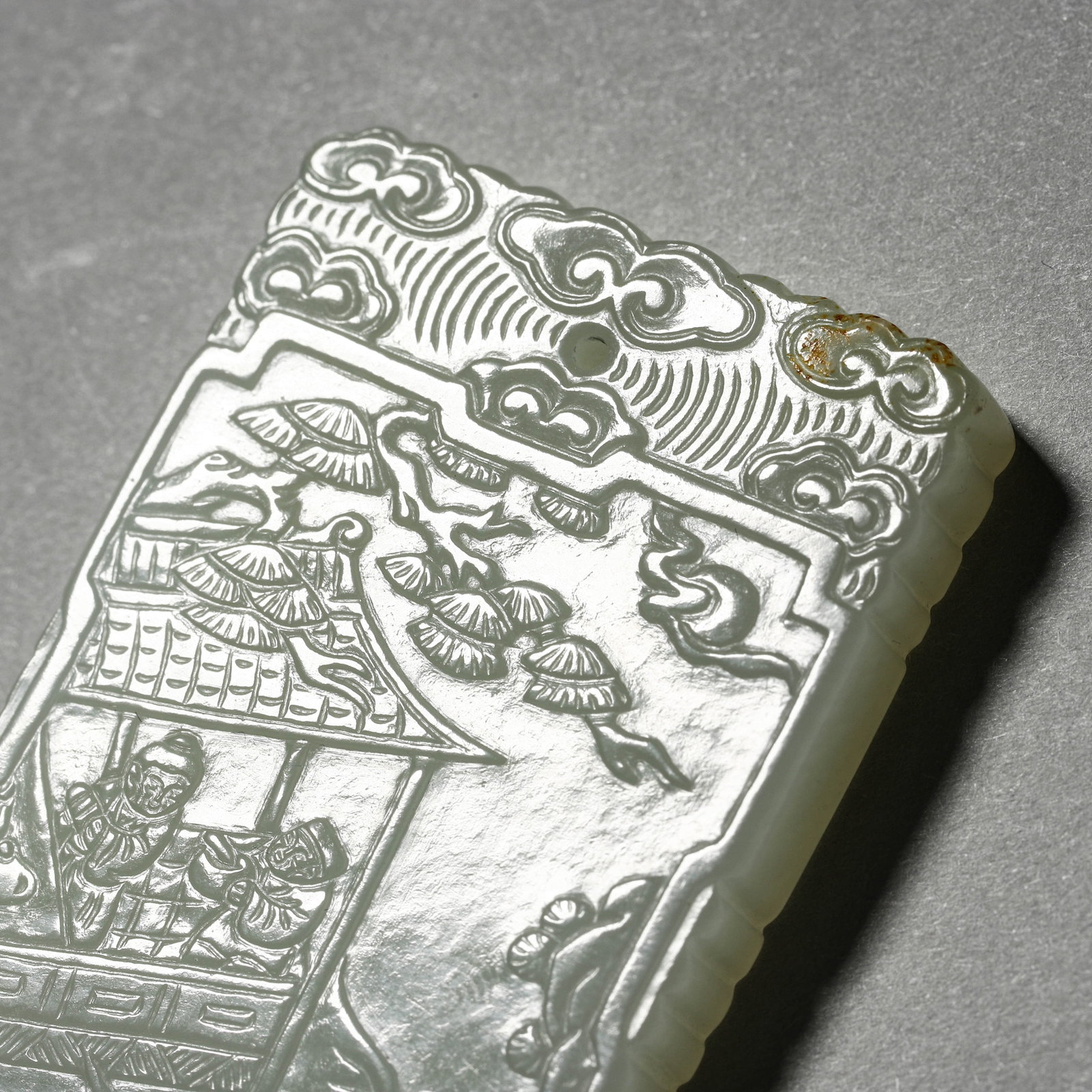 A WHITE JADE 'FIGURE' PLAQUE - 3