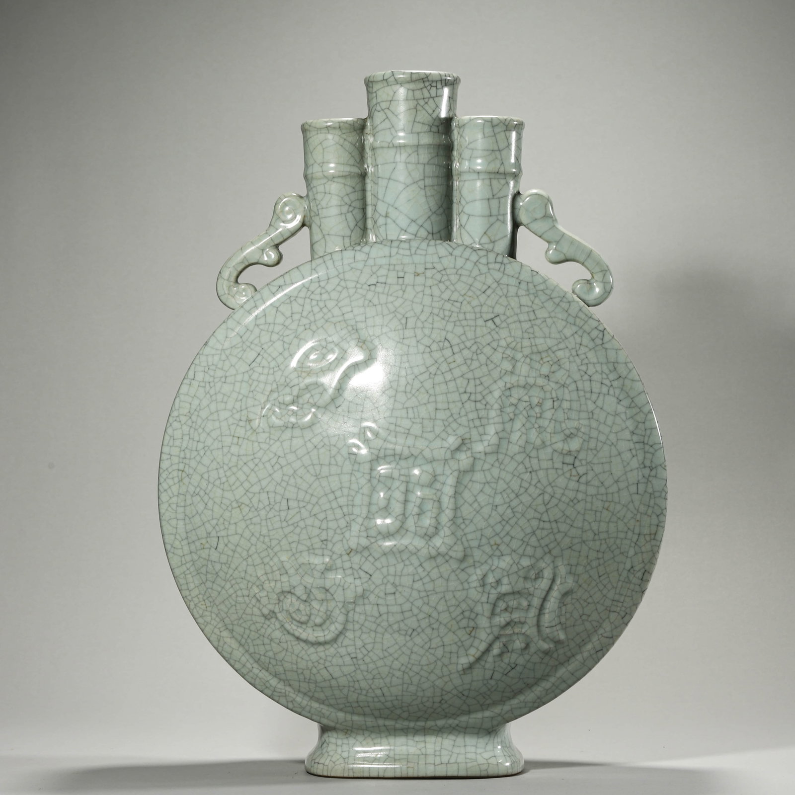 A CELADON GLAZED MOONFLASK - 5