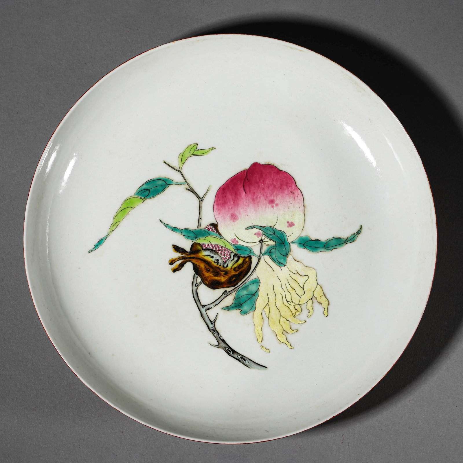 A FAMILLE ROSE 'FLOWERS' DISH (1 of 6)