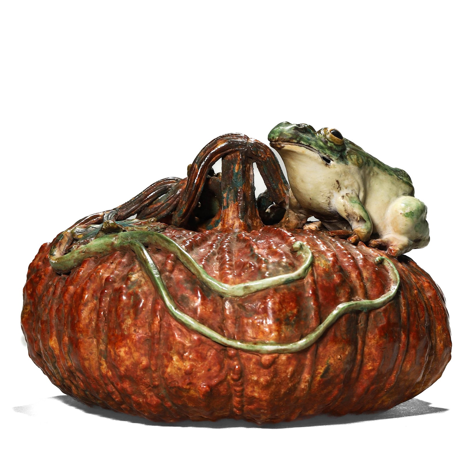 A PORCELAIN BIOMORPHIC CARVING: A PORCELAIN BIOMORPHIC CARVING Height: 4 1/8 in. (10.5 cm), Length: 5 7/8 in. (15 cm)