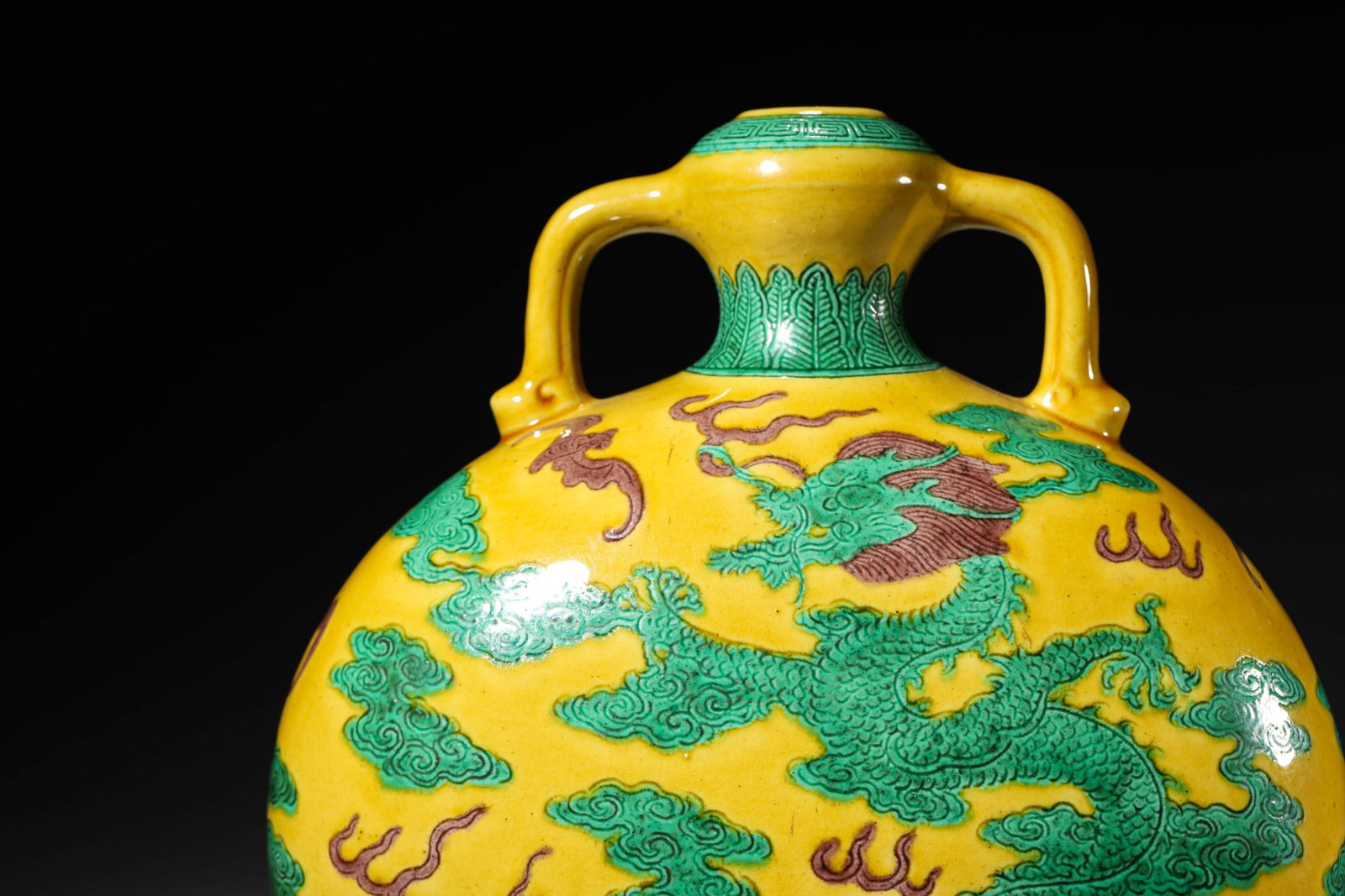 A SANCAI 'DRAGON' MOONFLASK - 2