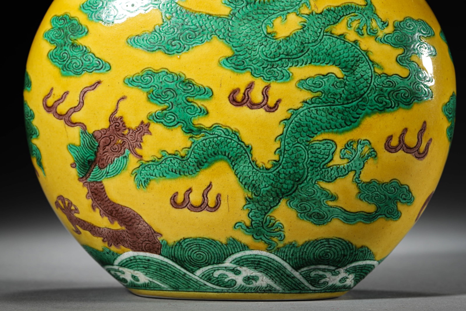 A SANCAI 'DRAGON' MOONFLASK - 3