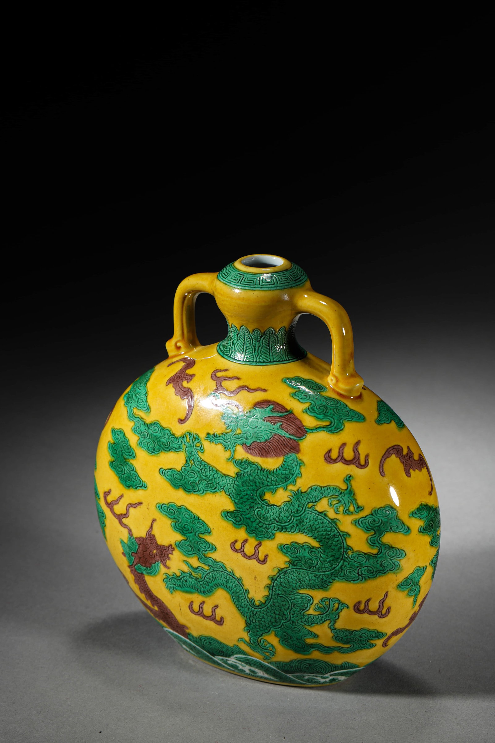 A SANCAI 'DRAGON' MOONFLASK - 5
