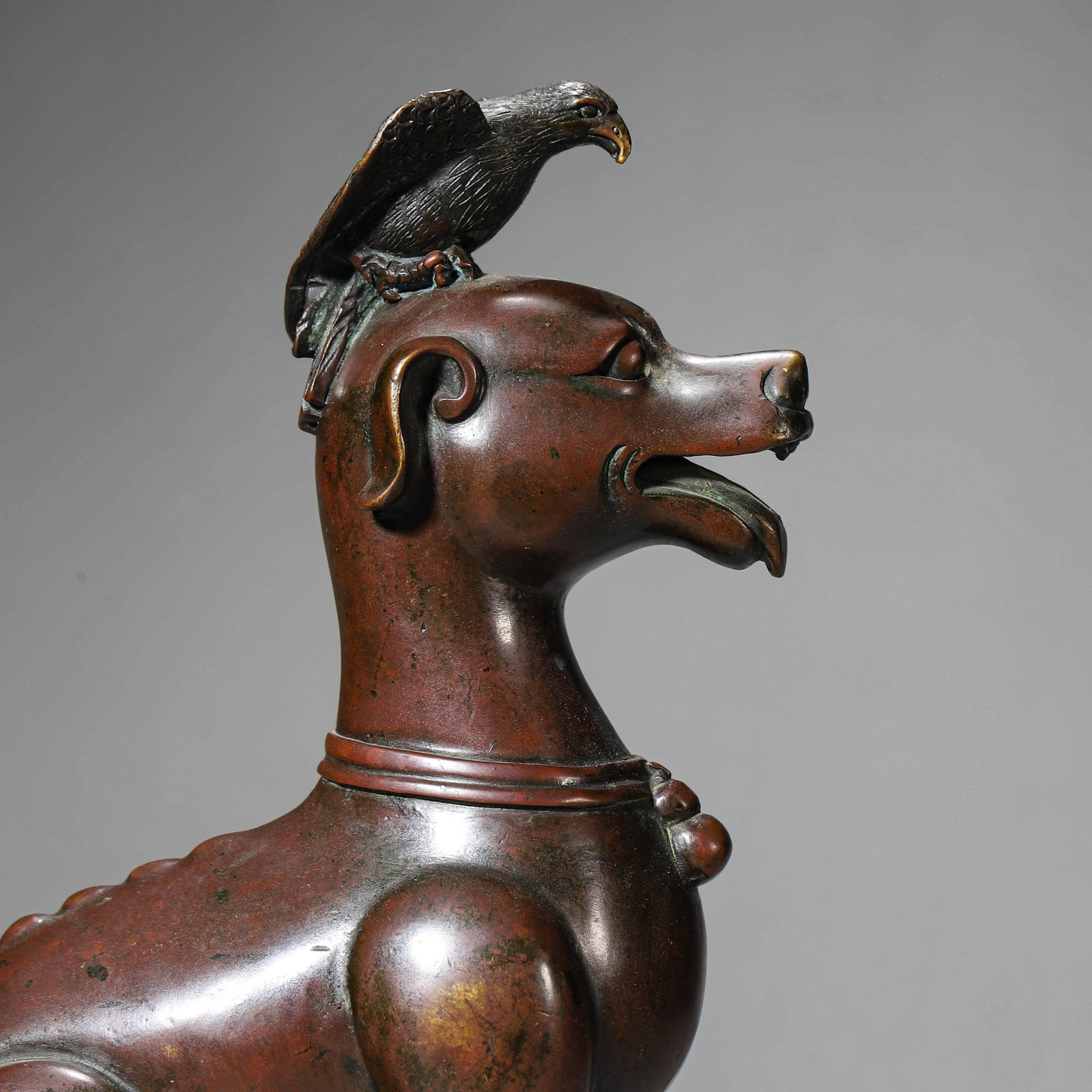 A BRONZE BEAST FIGURE - 2