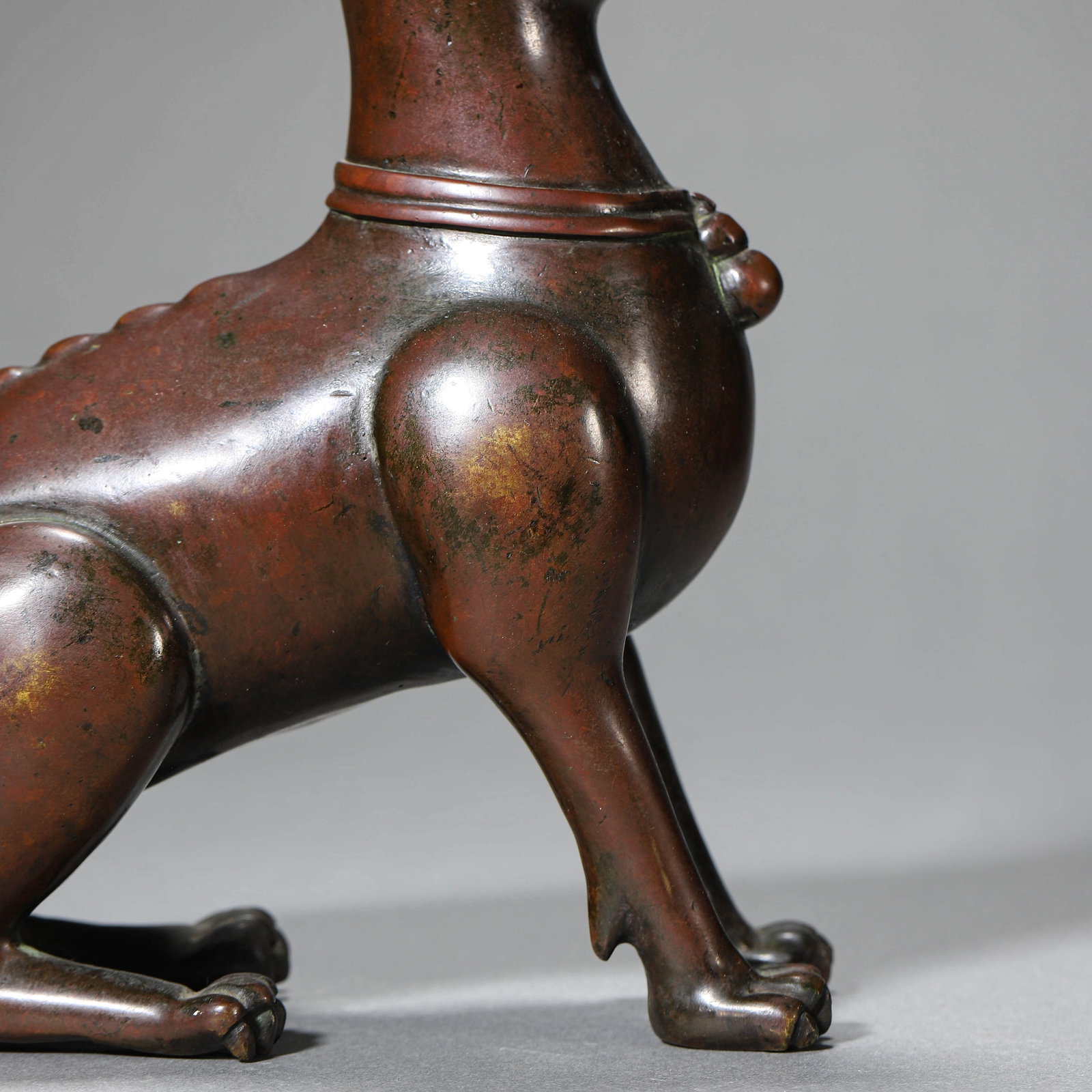 A BRONZE BEAST FIGURE - 3