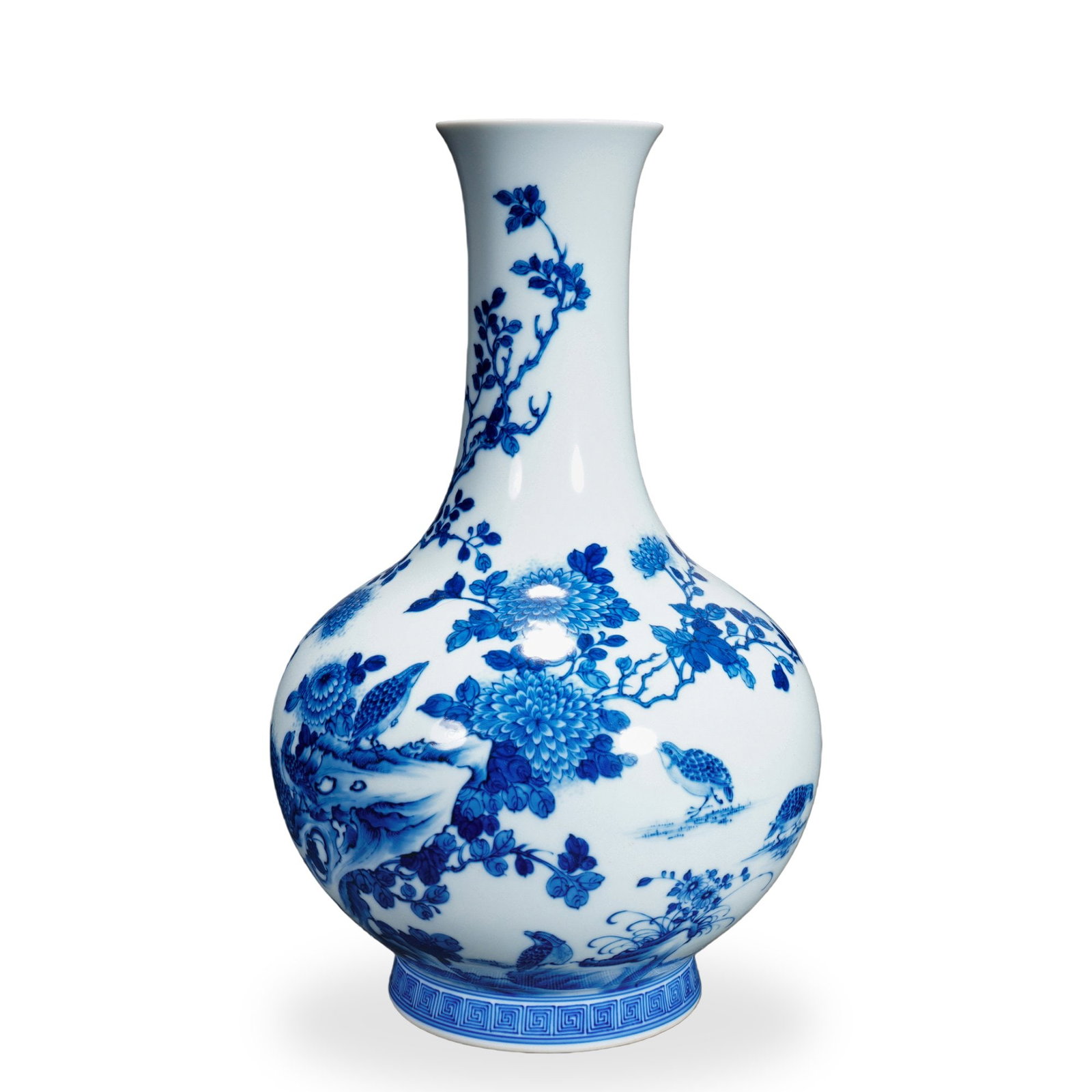 YONGZHENG BLUE AND WHITE 'BIRDS AND FLOWERS' TRIBUTE VASE (1 of 6)