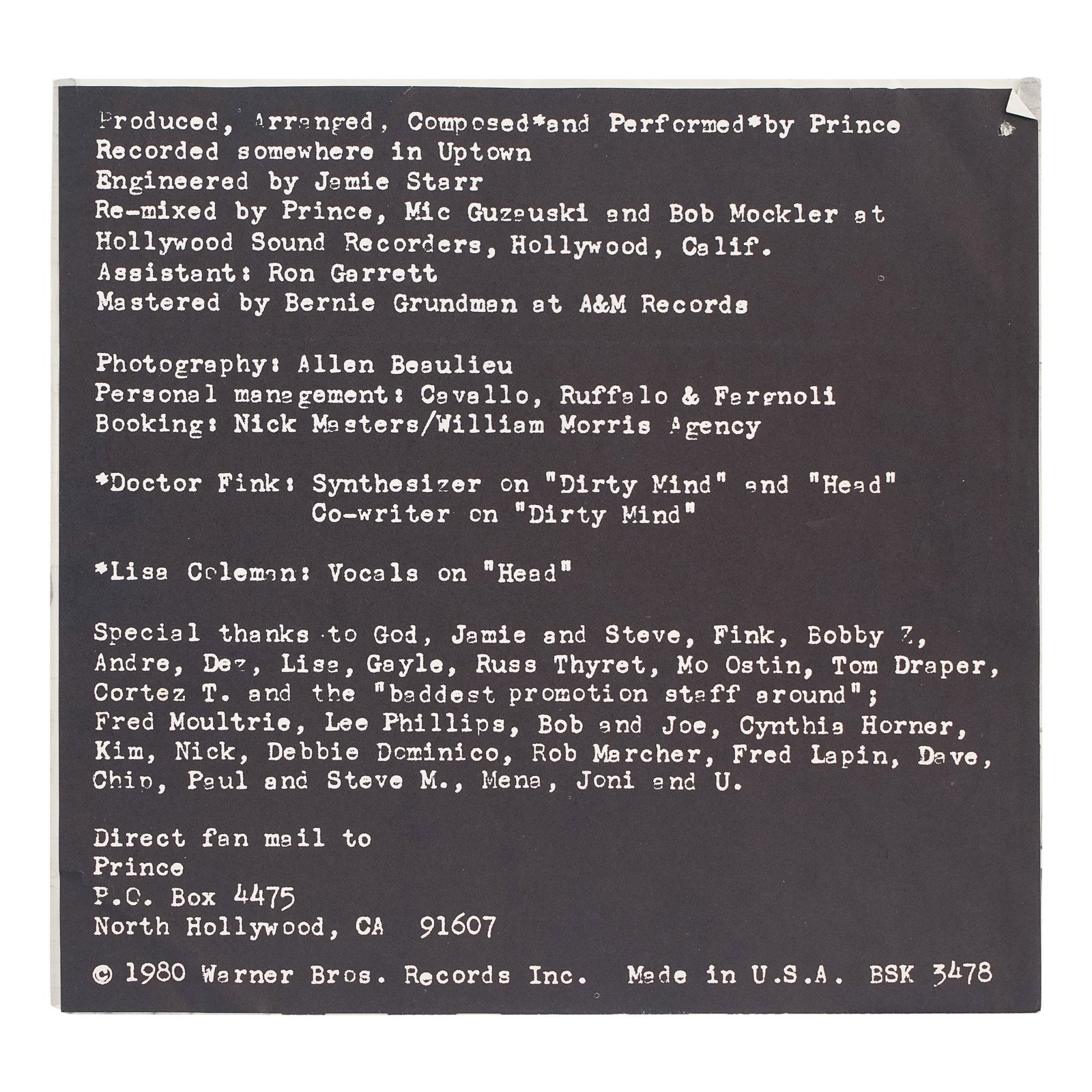 PRINCE SIGNED "DIRTY MIND" LP - 4