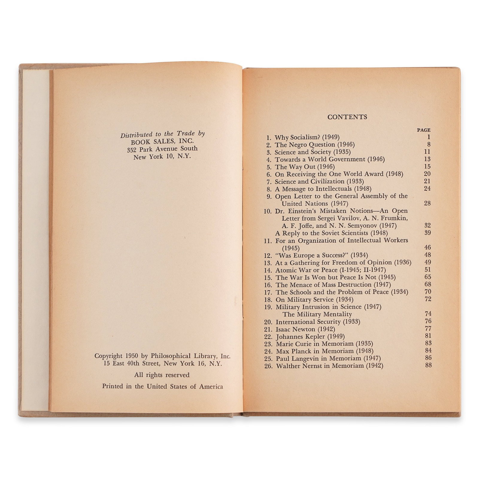 ALBERT EINSTEIN SIGNED "ESSAYS IN HUMANISM" - 4