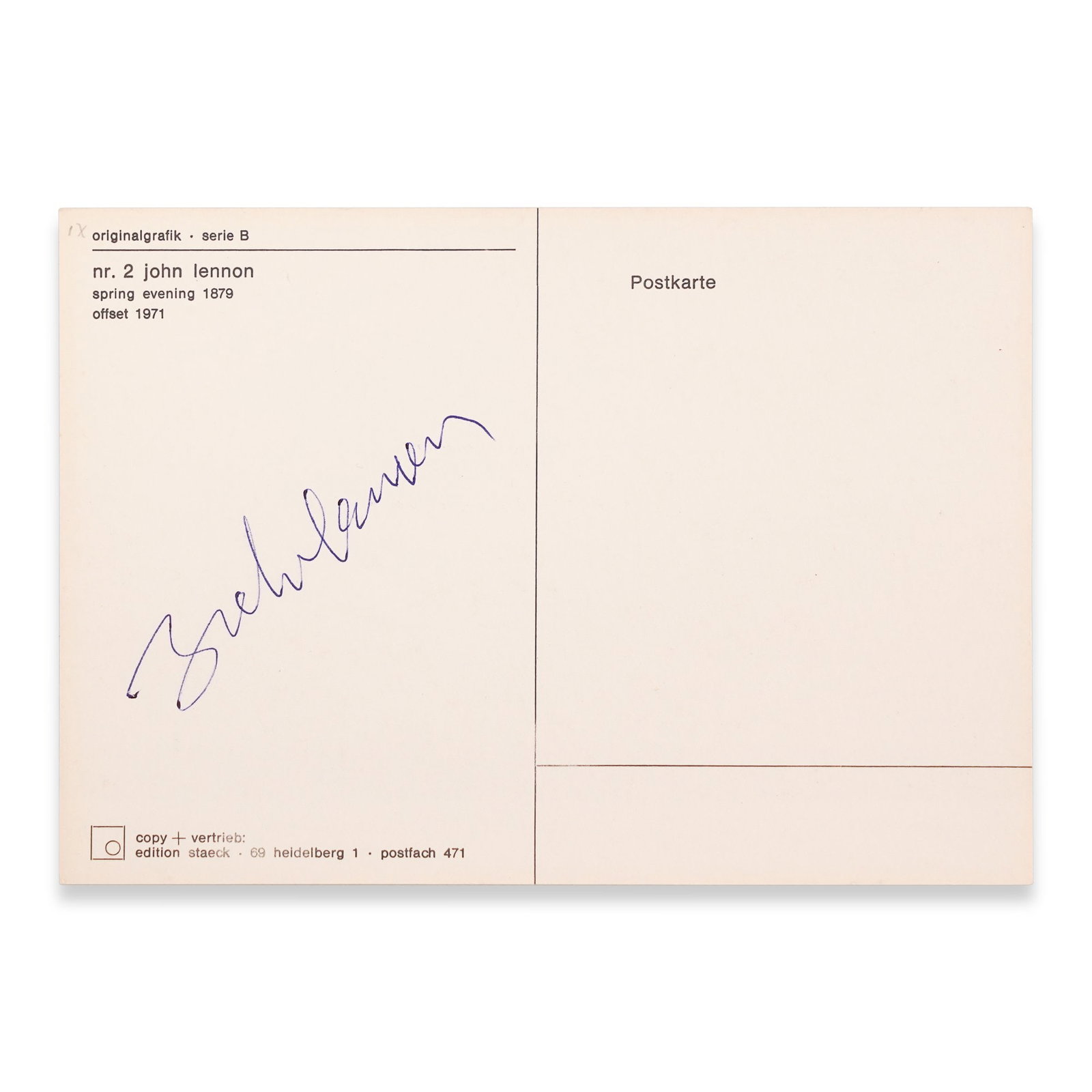 JOHN LENNON SIGNED POSTCARD - 2