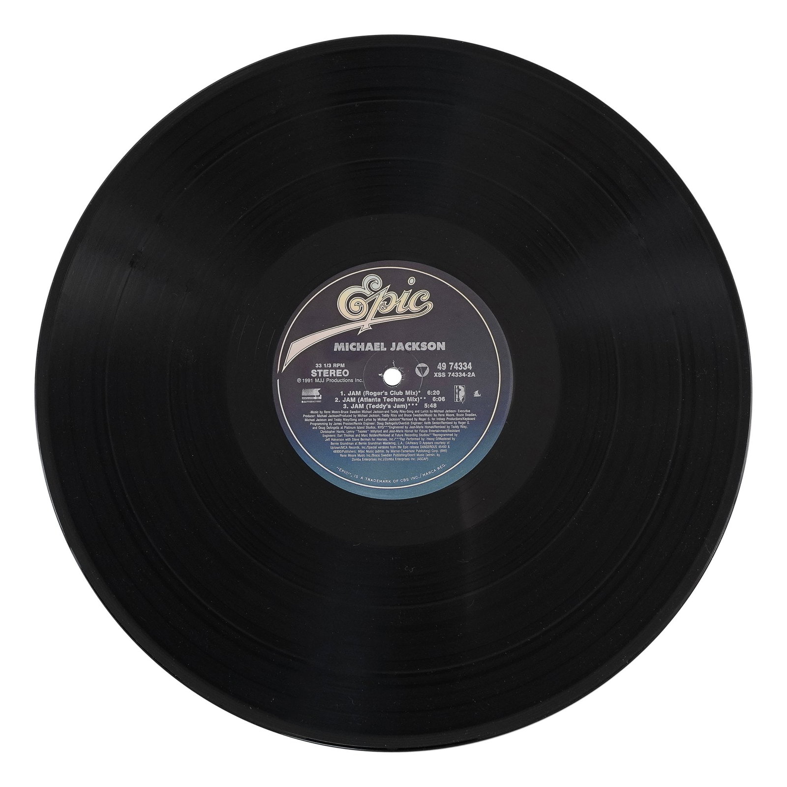 MICHAEL JACKSON SIGNED "JAM" 12" SINGLE LP - 3