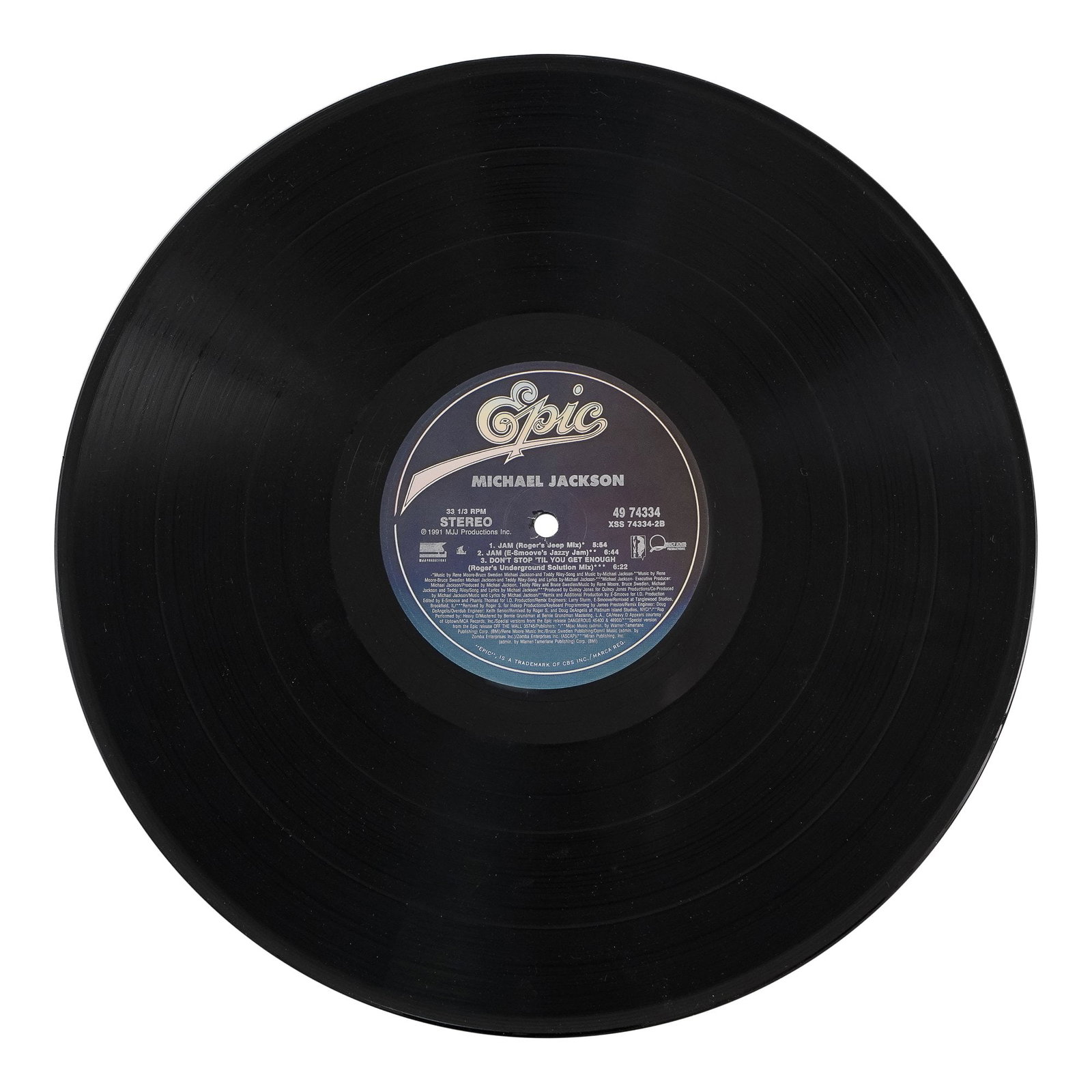 MICHAEL JACKSON SIGNED "JAM" 12" SINGLE LP - 4