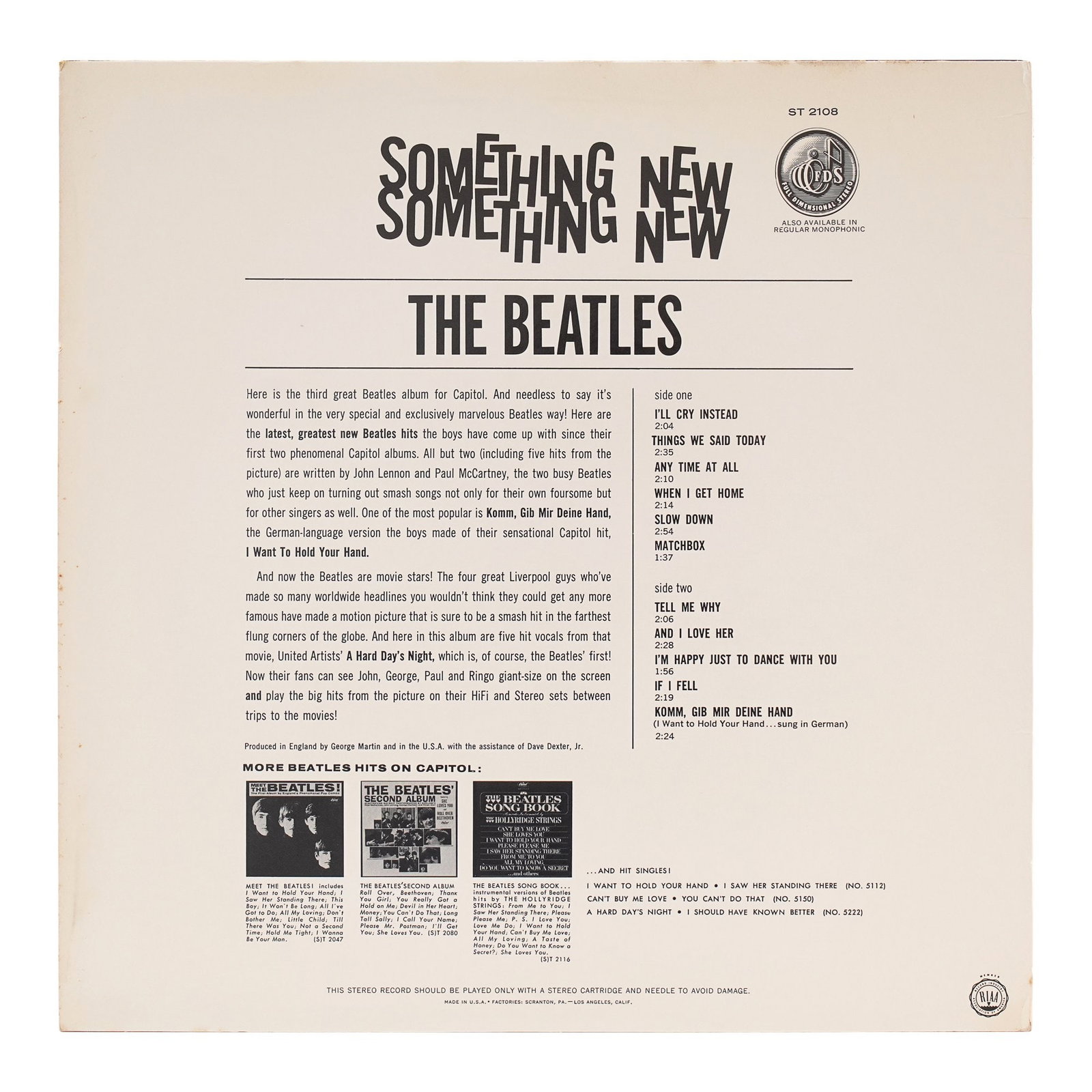 THE BEATLES FULLY SIGNED "SOMETHING NEW" LP - 2