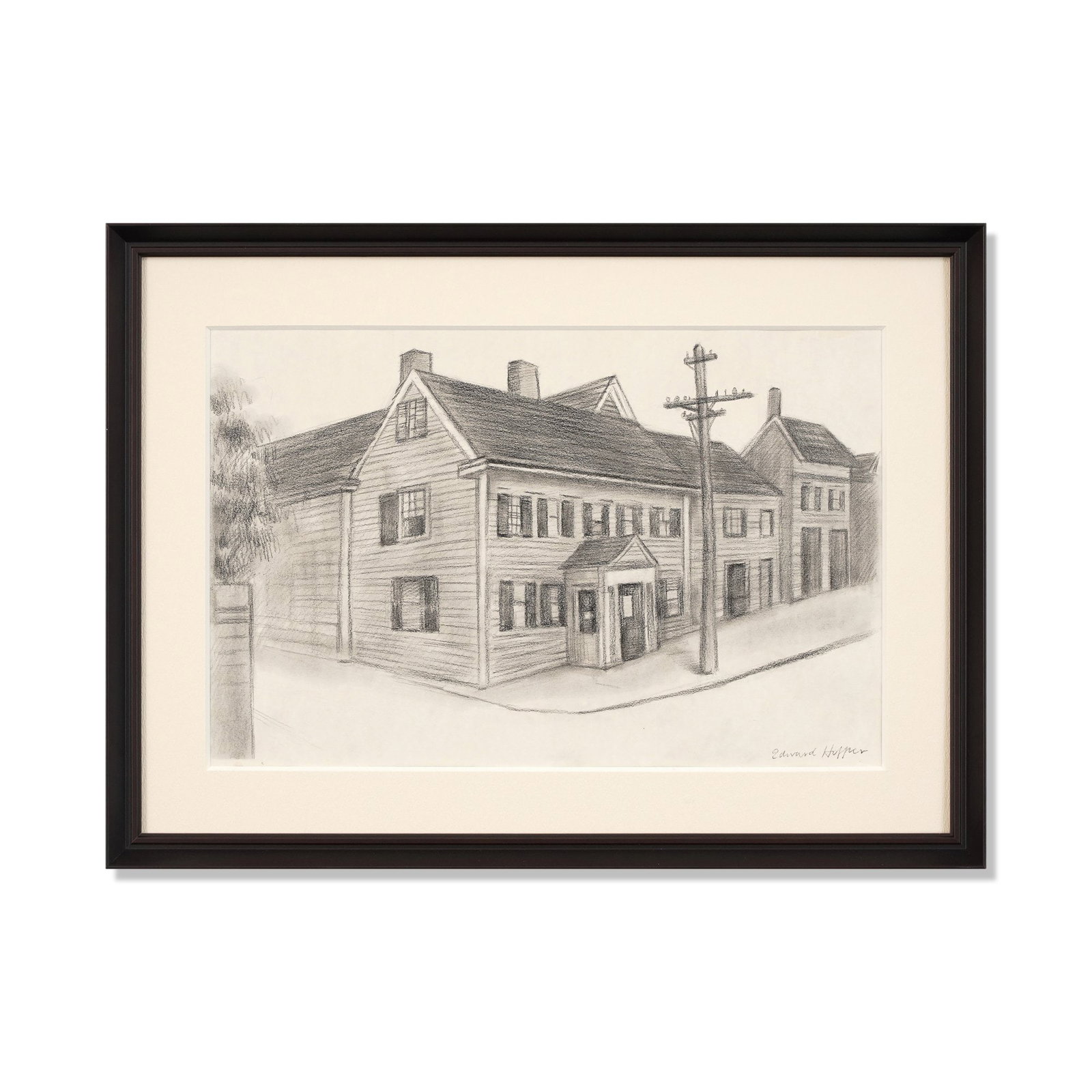 EDWARD HOPPER (1882-1967), ATTRIBUTED TO, CHARCOAL ON PAPER: Signed (lower right) Image Dimensions: 11 3/4 x 18 in (29.8 x 45.7 cm) Framed Dimensions: 16 7/8 x 23 1/8 in (43 x 58.7 cm) This painting comes with COA. Edward Hopper is widely regarded as one of