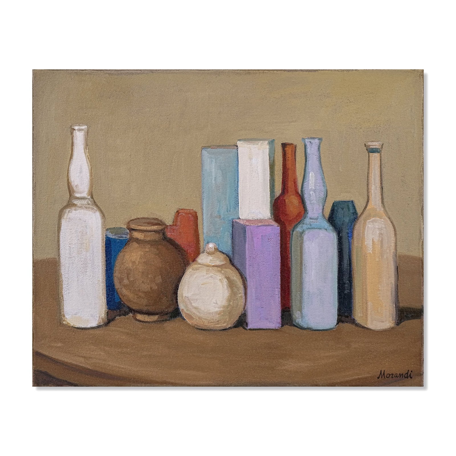 GIORGIO MORANDI (1890-1964), ATTRIBUTED TO, OIL ON CANVAS: Signed (lower right) Image Dimensions: 18 1/2 x 22 3/4 in (47 x 58 cm) This painting comes with COA. Giorgio Morandi stands as one of the most contemplative and structurally refined painters of the