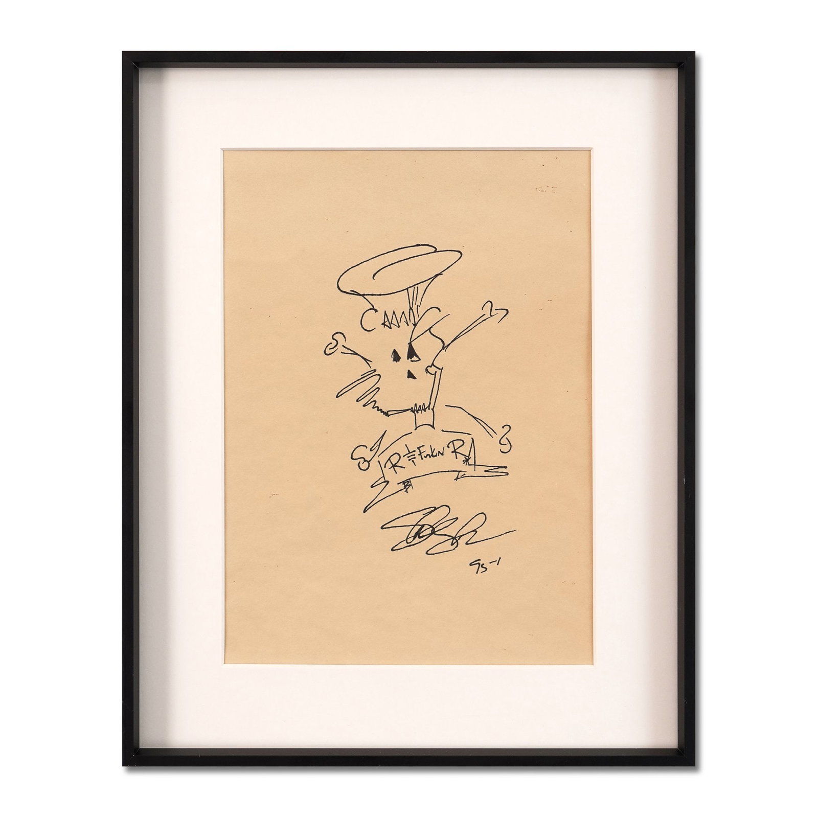 SLASH (B.1965), ATTRIBUTED TO, DRAWING ON PAPER,: Signed (lower center) Image Dimensions: 8 x 11 1/8 in (20.3 x 28.4 cm) Framed Dimensions: 12 1/4 x 15 3/8 in (31.2 x 39.2 cm) Provenance and Authentication: This collectible has undergone a rigorous f