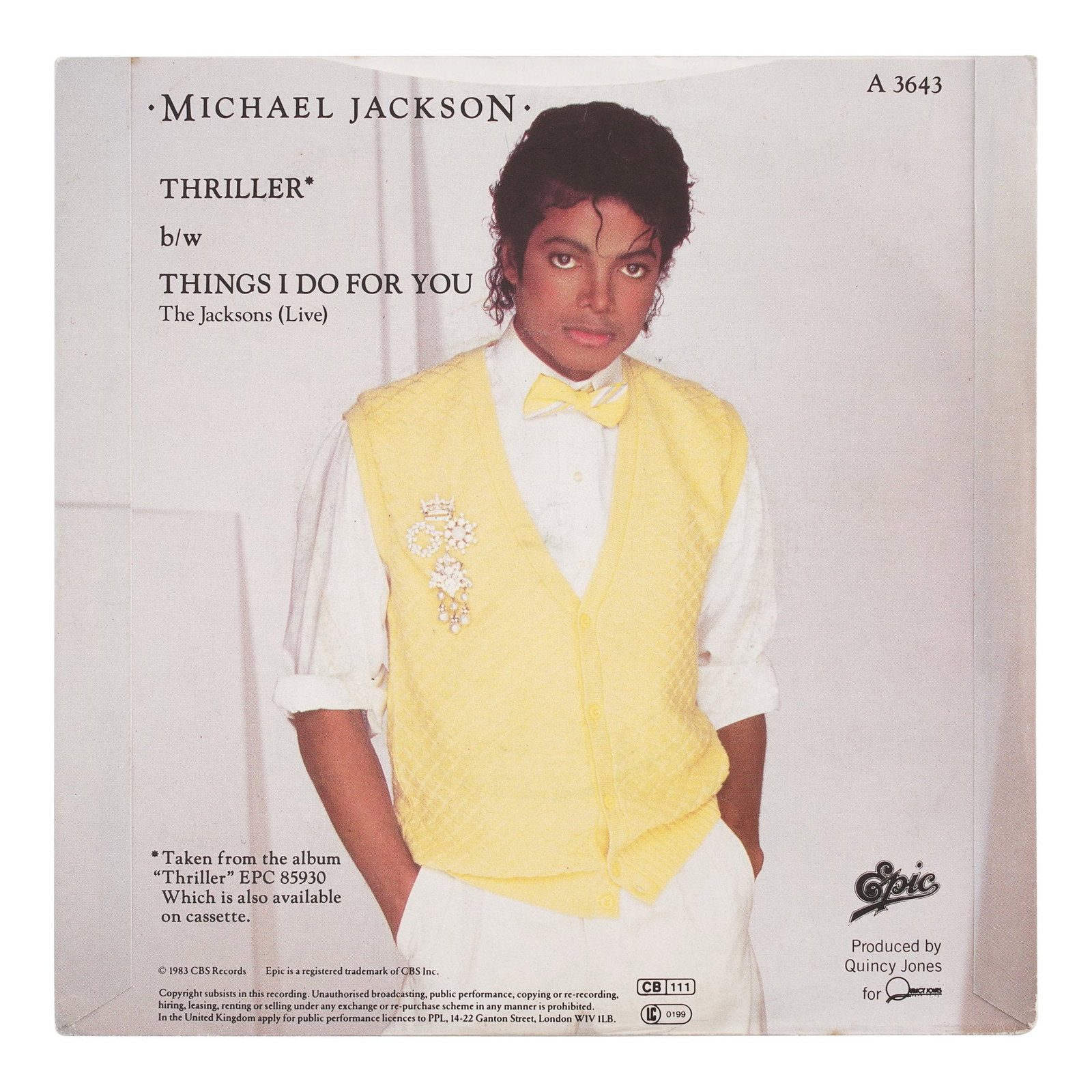 MICHAEL JACKSON SIGNED "THRILLER" 7-INCH SINGLE - 2