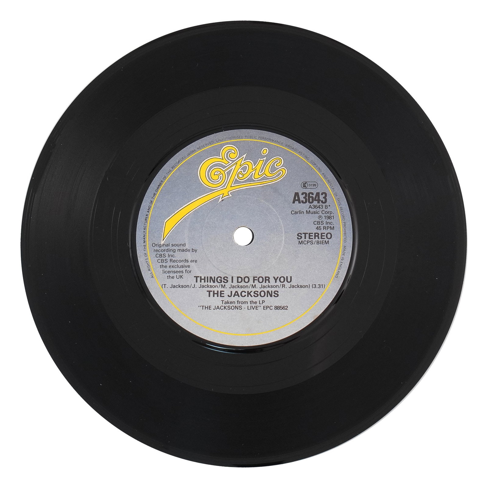 MICHAEL JACKSON SIGNED "THRILLER" 7-INCH SINGLE - 4