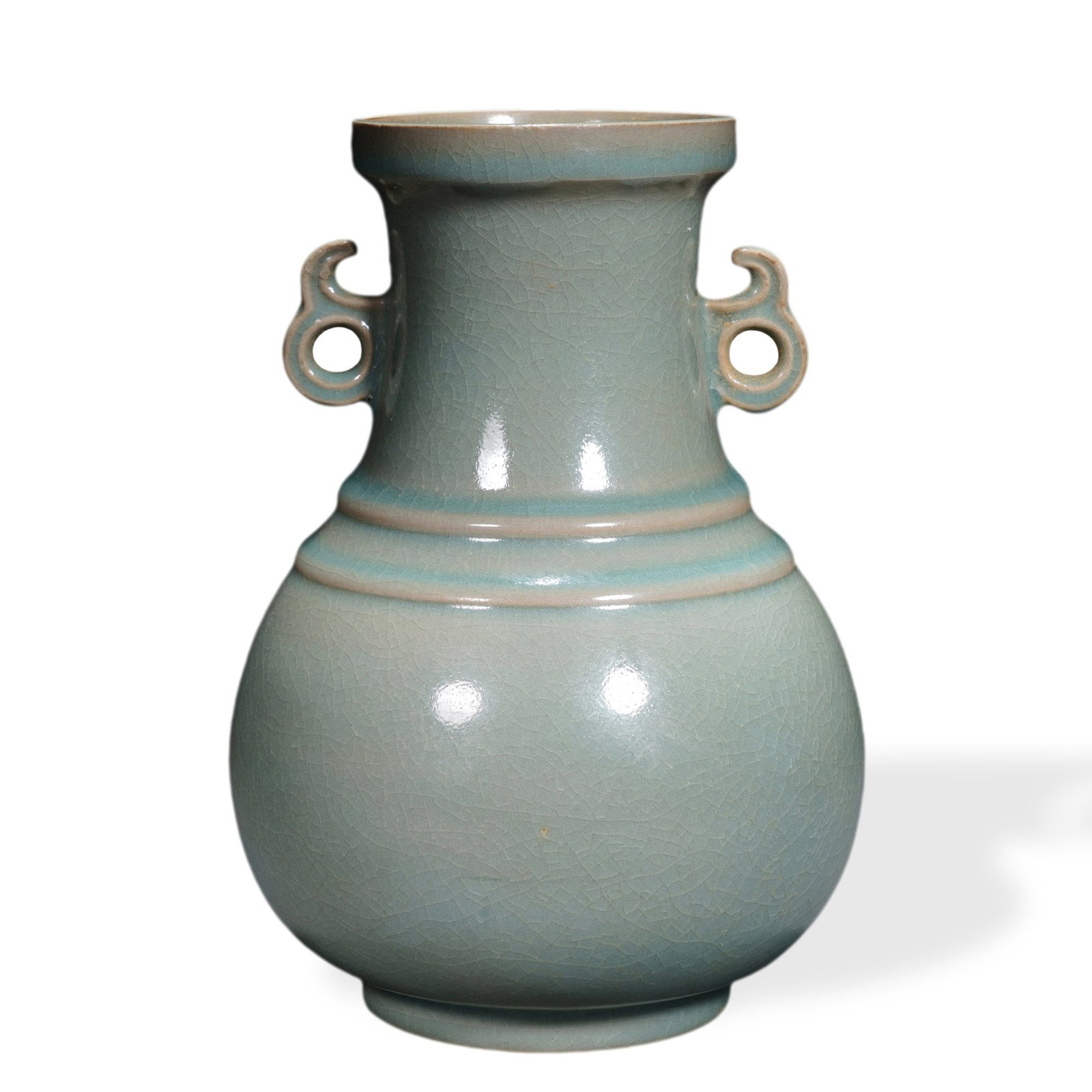 LONGQUAN CELADON TWIN-HANDLED VASE (1 of 6)