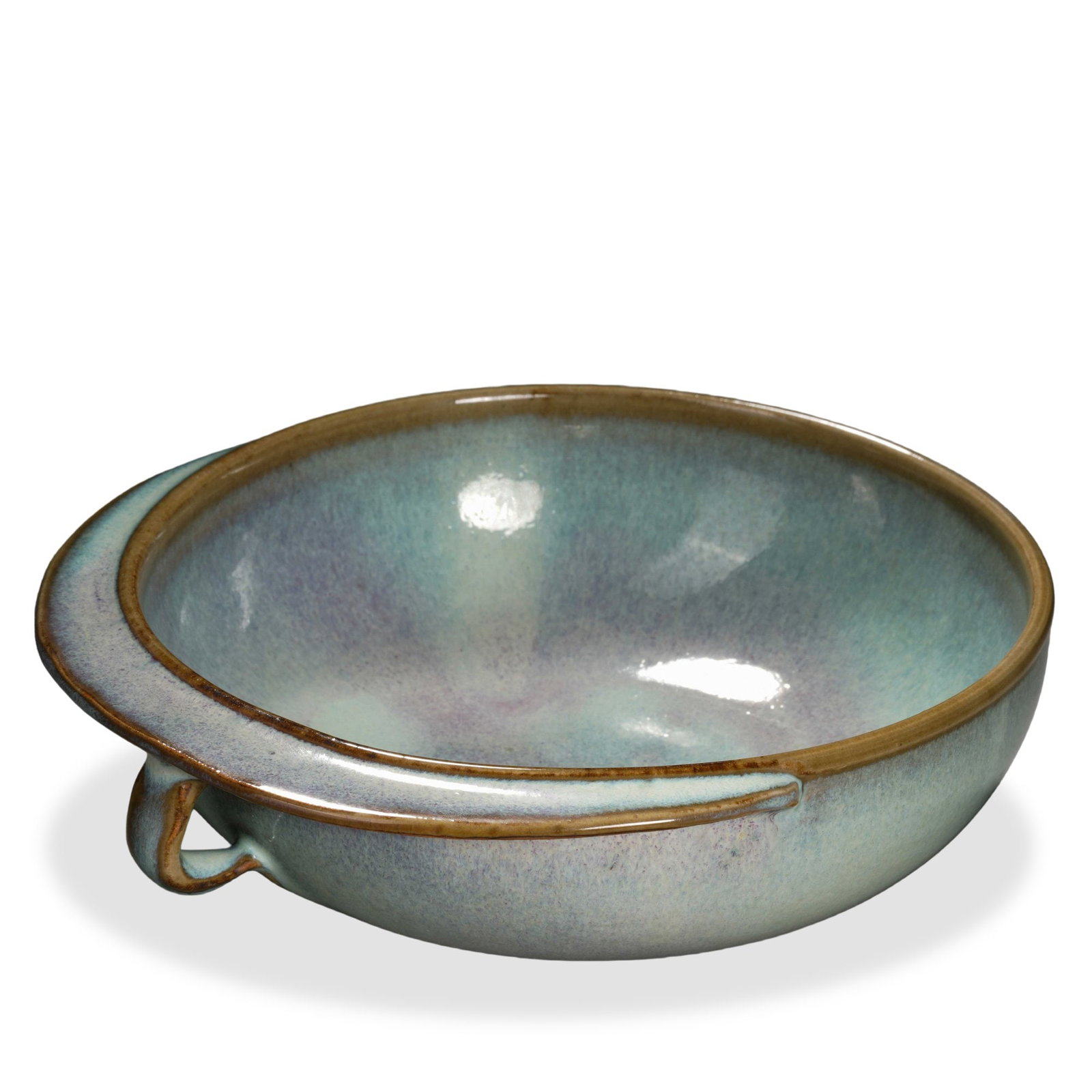 SONG DYNASTY JUN WARE ROSE-PURPLE GLAZED BRUSH WASHER: 2 1/8 x 7 1/2 in (5.5 x 19 cm) Song Dynasty Jun Ware Rose-Purple Glazed Brush Washer Dimensions: H: 2 1/8 in (5.5 cm); W: 7 1/2 in (19 cm) This refined brush washer exemplifies the supreme aesthetic