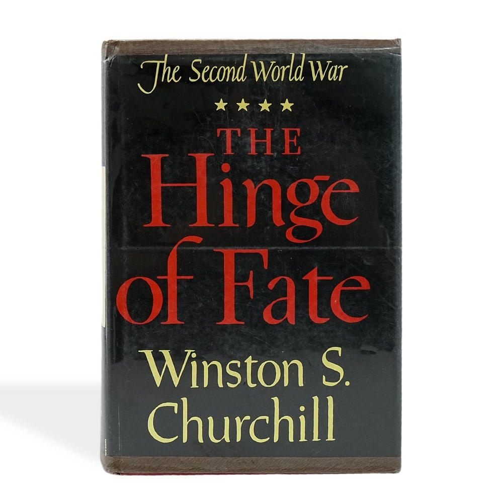 WINSTON S. CHURCHILL SIGNED THE HINGE OF FATE: 8 5/8 x 6 in (22 x 15.3 cm) Provenance and Authentication: According to the Letter of Authenticity (LOA) and Certificate of Authenticity (COA) provided by the consignor, this collectible was