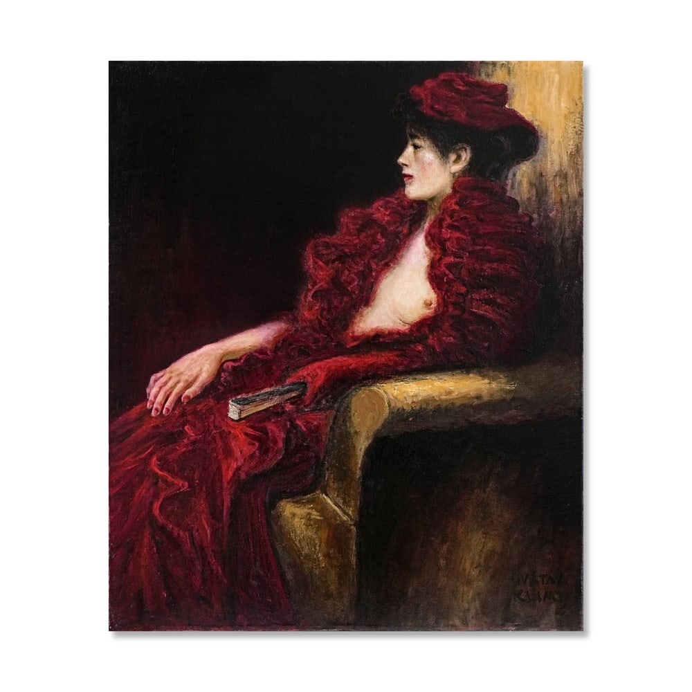 GUSTAV KLIMT (1862-1918), ATTRIBUTED TO, OIL ON CANVAS: Signed (lower right) Image Dimensions: 26 x 21 1/2 in (66 x 54.7 cm) This painting comes with COA. Gustav Klimt is celebrated as the leading figure of the Vienna Secession and one of the most