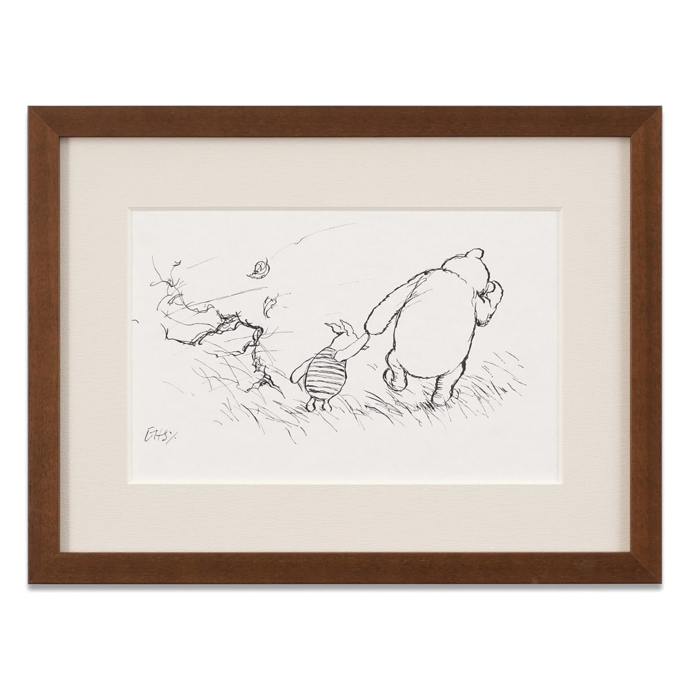 E. H. SHEPARD HAND-DRAWN AND SIGNED WINNIE THE POOH DRAWING: Image Dimensions: 6 3/4 x 10 5/8 in (17.1 x 27.1 cm) Framed Dimensions: 12 x 16 in (30.6 x 40.6 cm) Provenance and Authentication: According to the accompanying documentation provided by the consignor