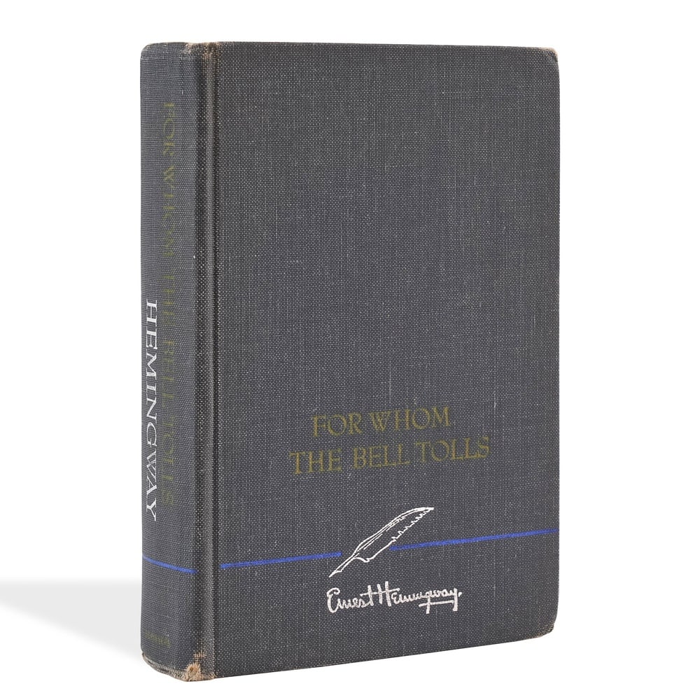 ERNEST HEMINGWAY SIGNED "FOR WHOM THE BELL TOLLS": 8 1/2 x 5 5/8 in (21.5 x 14.4 cm) Provenance and Authentication: According to the Letter of Authenticity (LOA) and Certificate of Authenticity (COA) provided by the consignor, this collectible was sub