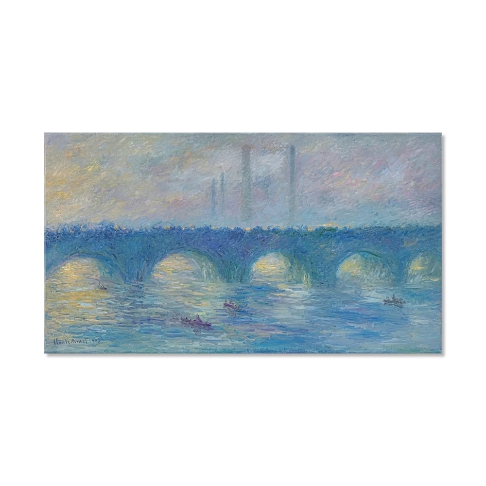 CLAUDE MONET (1840-1926), ATTRIBUTED TO, OIL ON CANVAS: Signed (lower left) Image Dimensions: 19 3/4 x 35 1/2 in (50 x 90 cm) This painting comes with COA. "Le Pont de Waterloo" (1903) is a captivating example of Claude Monet's exploration of urban
