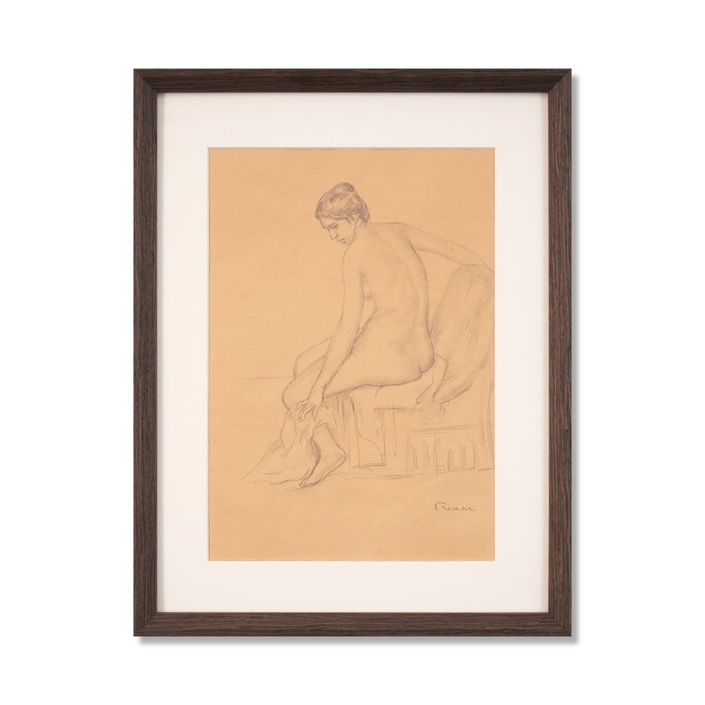 PIERRE-AUGUSTE RENOIR (1841-1919), ATTRIBUTED TO, PENCIL ON PAPER: Signed (lower right) Image Dimensions: 15 x 10 3/8 in (38 x 26.5 cm) Framed Dimensions: 20 x 15 3/8 in (51 x 39 cm) This painting comes with COA. Pierre-Auguste Renoir stands as one of the most