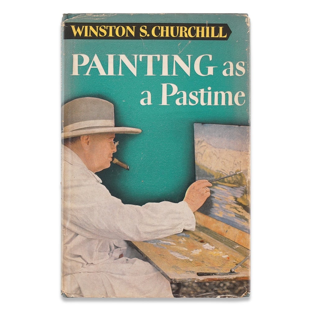 WINSTON S. CHURCHILL SIGNED "PAINTING AS A PASTIME": 8 5/8 x 5 3/4 in (22 x 14.5 cm) Provenance and Authentication: According to the Letter of Authenticity (LOA) and Certificate of Authenticity (COA) provided by the consignor, this collectible was
