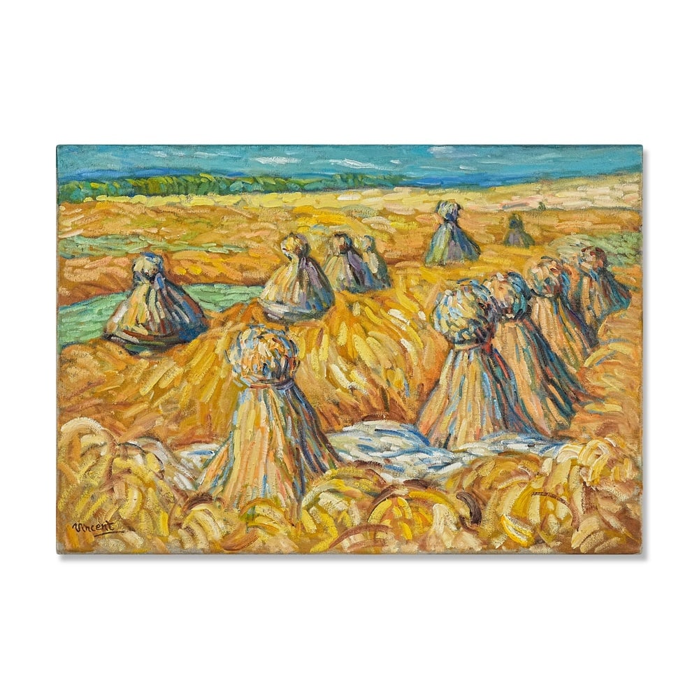 VINCENT VAN GOGH (1853-1890), ATTRIBUTED TO, OIL ON CANVAS: Signed (lower left) Image Dimensions: 20 3/4 x 29 3/4 in (52.4 x 75.4 cm) This painting comes with COA. Few images are more closely associated with Vincent van Gogh than the wheat fields and harvest