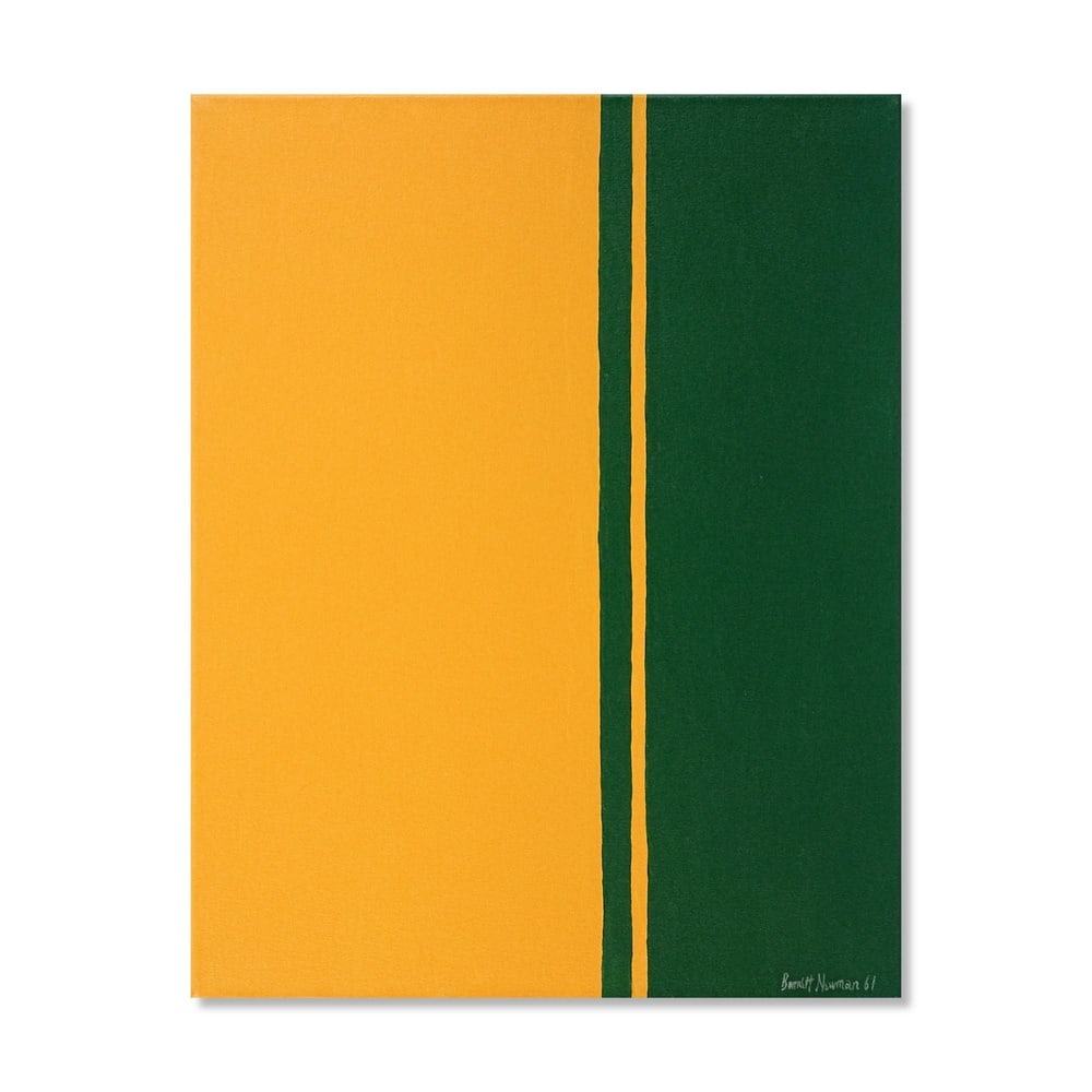 BARNETT NEWMAN (1905-1970), ATTRIBUTED TO, OIL ON CANVAS: Signed (lower right) Image Dimensions: 33 x 25 1/2 in (83.6 x 64.8 cm) This painting comes with COA. By 1961, Barnett Newman had reached the height of his artistic maturity and international