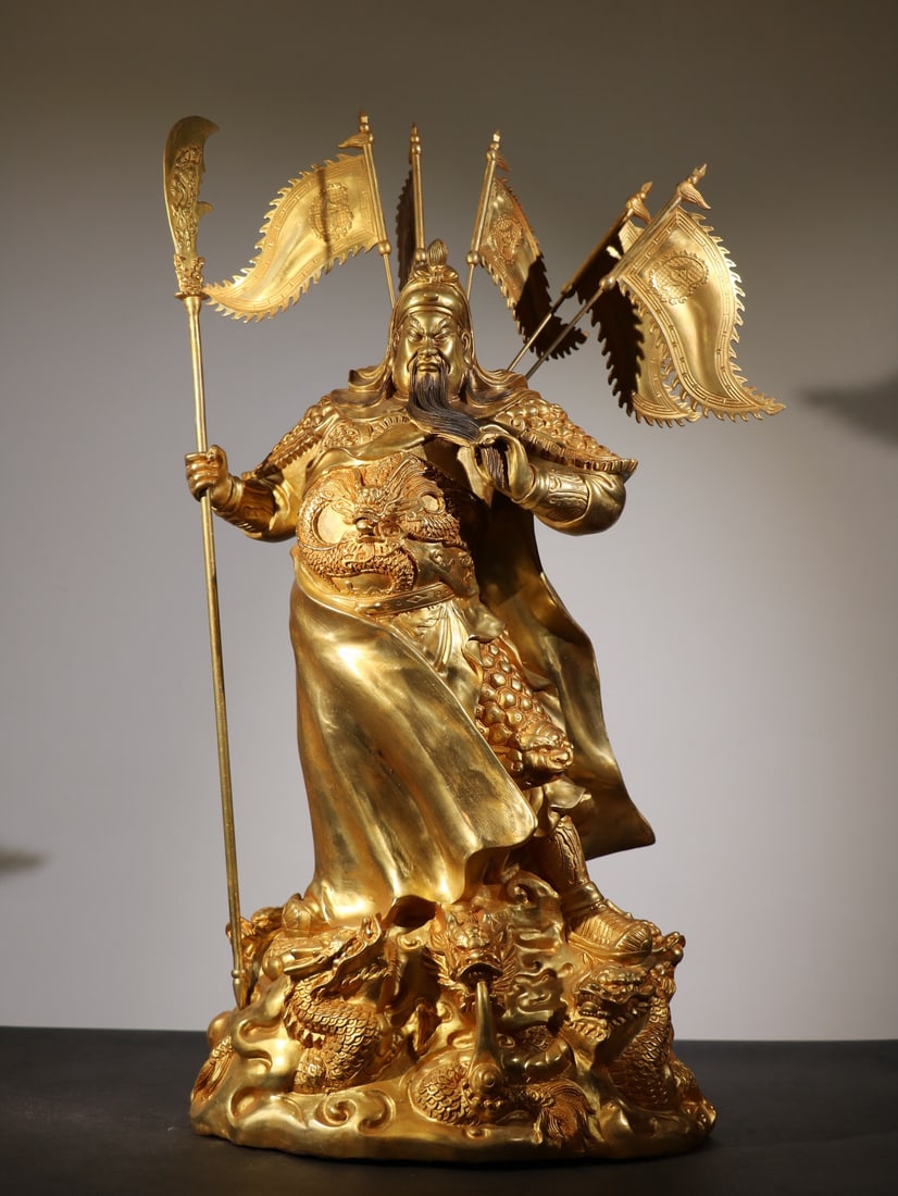 A pure bronze gilt bronze Buddha statue, Guan Yu, the God of Loyalty and Righteousness, and the God (1 of 9)