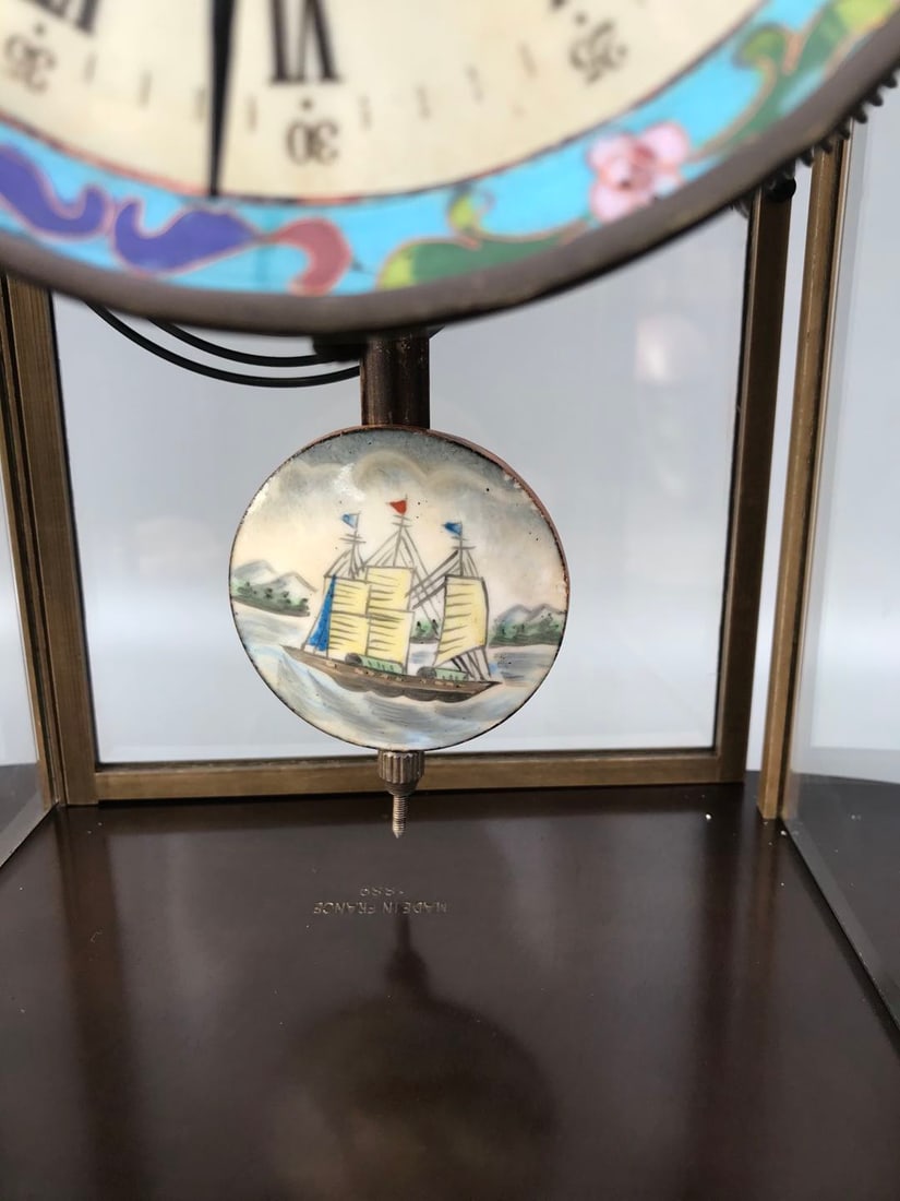 Enameled mechanical antique clock - 5